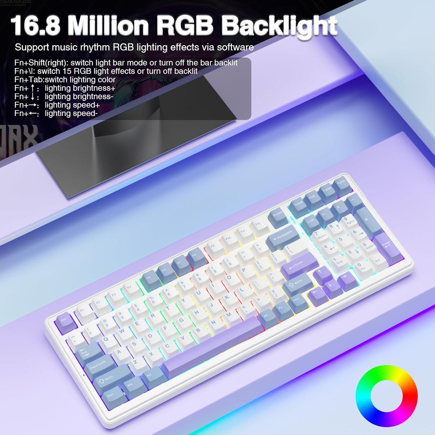 Teclado Mecánico Inalámbrico AULA F99 RGB 99 Teclas