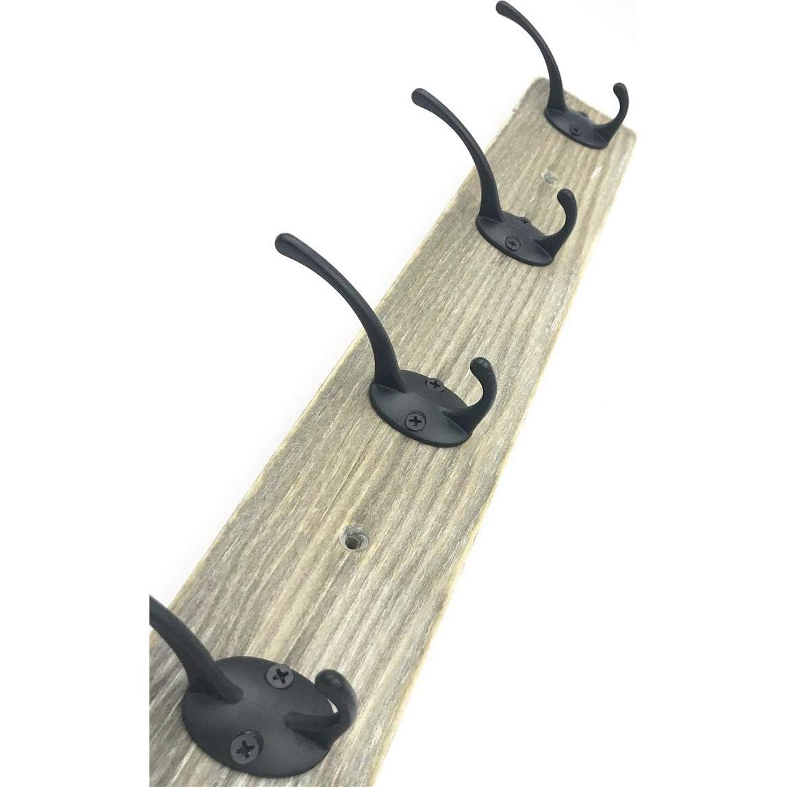 Perchero de pared Sageme rústico de pino con 4 ganchos