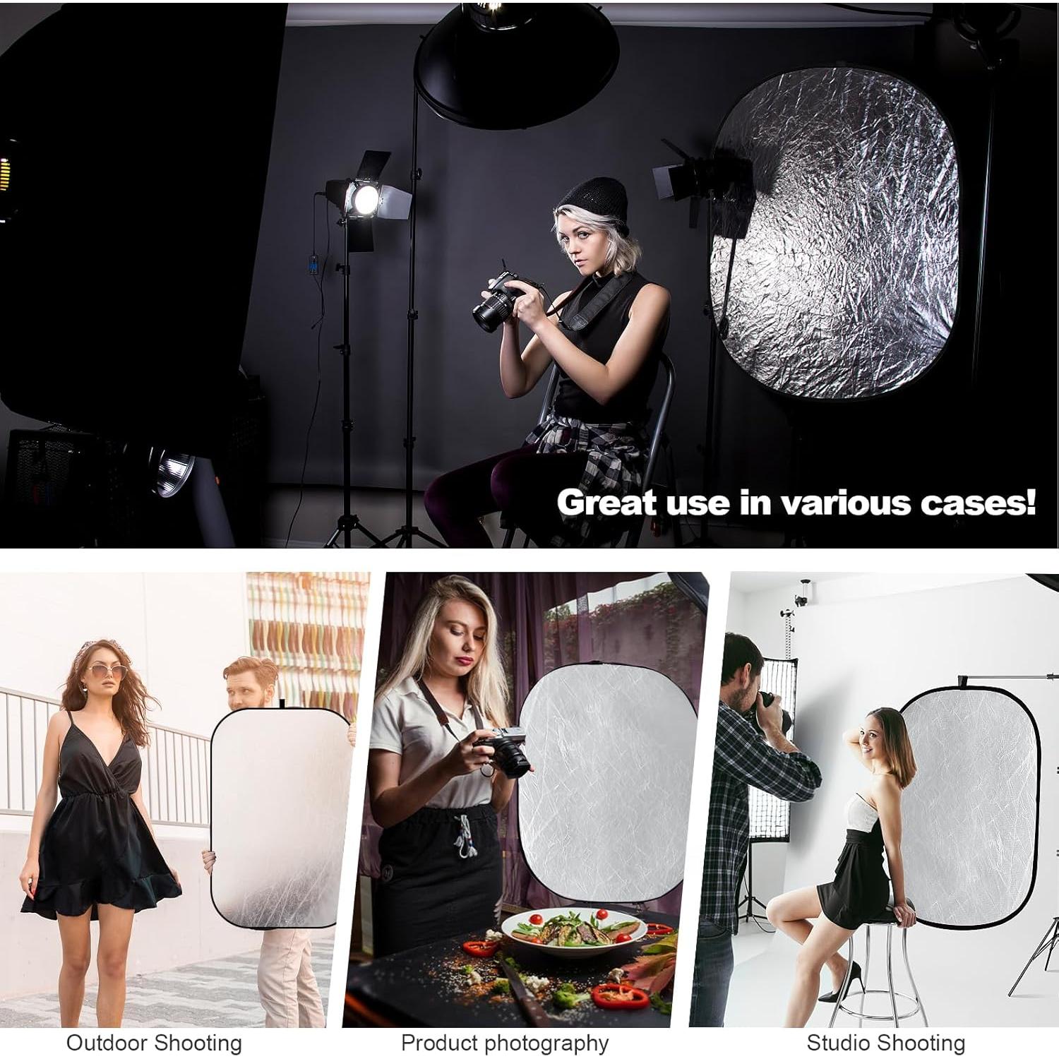 Soonpho Reflector Photography 35 x 47 inch/90 x 120cm 5-in-1 Collapsible Oval Light Reflectors Diffuser for Photography with Holder Cilp and Carring Case for Studio, Outdoor Lighting and Shooting