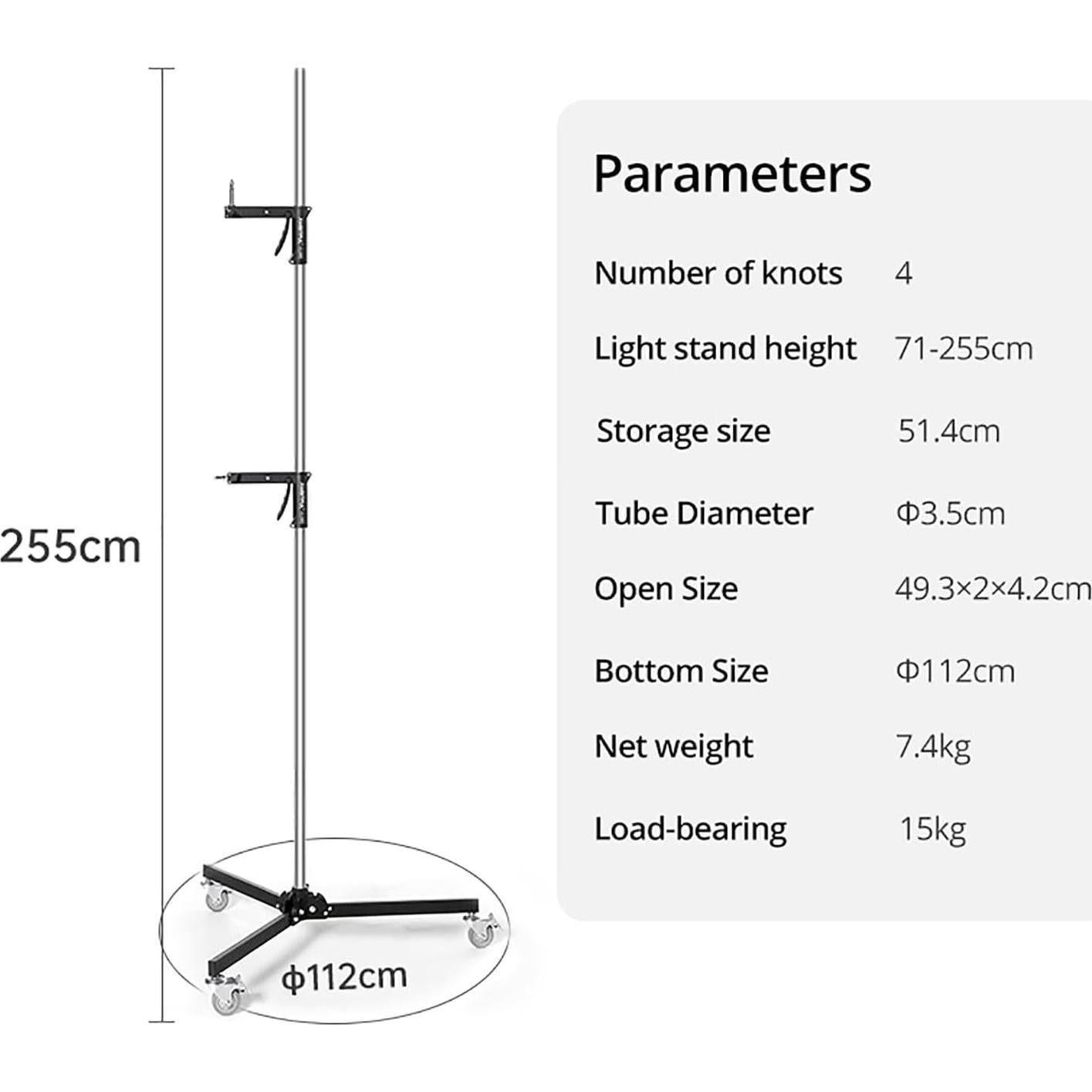 Soporte de Luz Móvil AMBITFUL AL250 Ajustable 1.98m