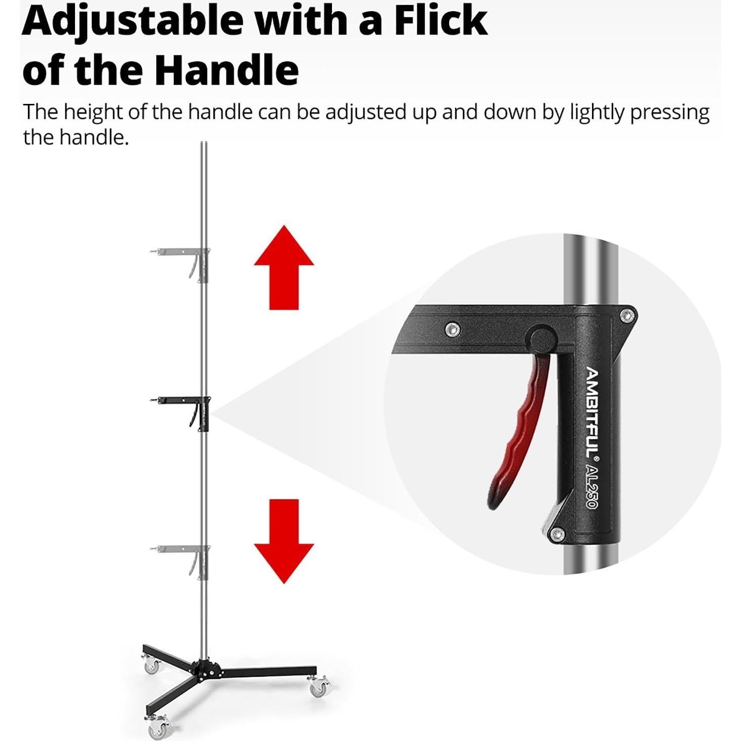 Soporte de Luz Móvil AMBITFUL AL250 Ajustable 1.98m