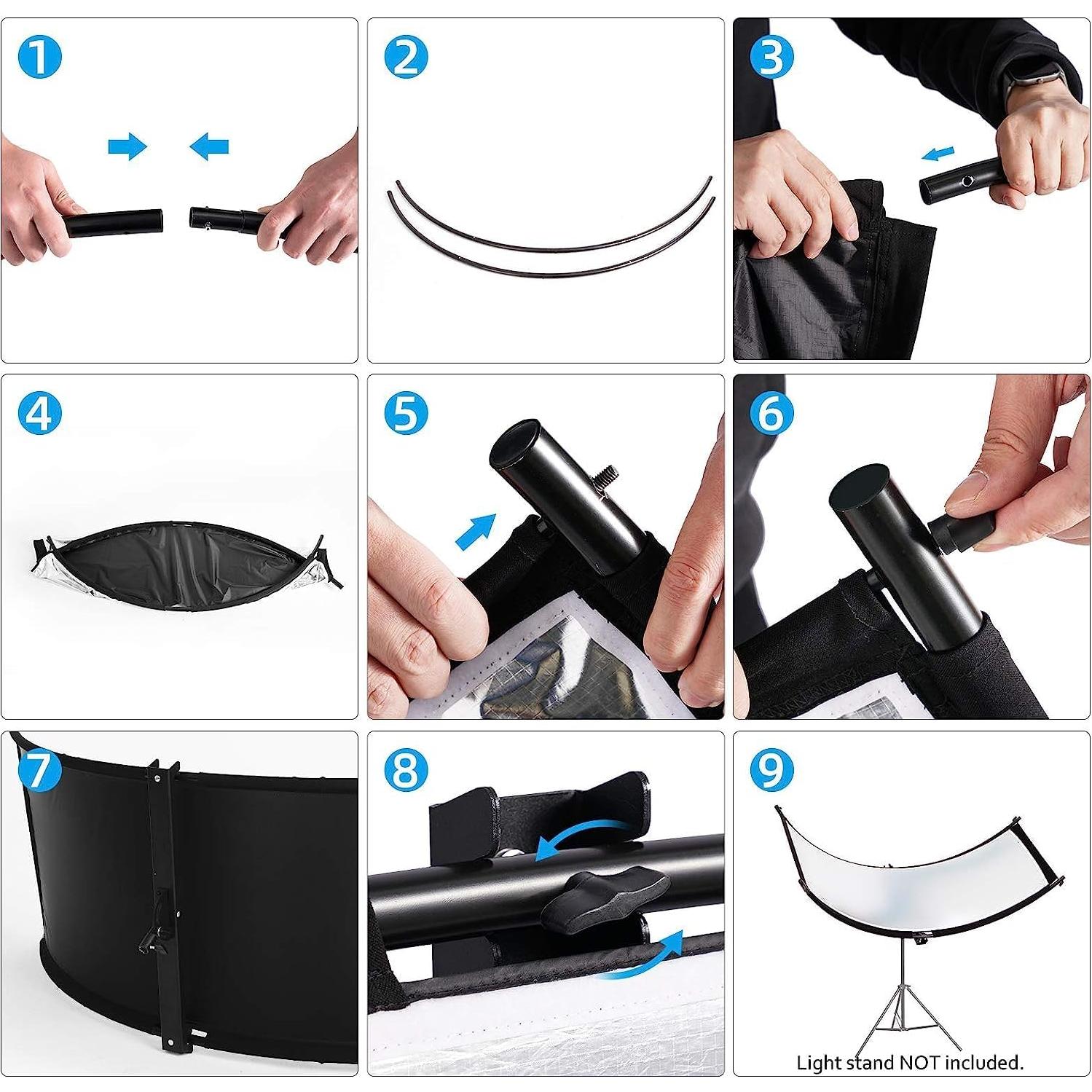 Reflector Curvado Selens 180x60 cm Luz Difusor 4 Colores