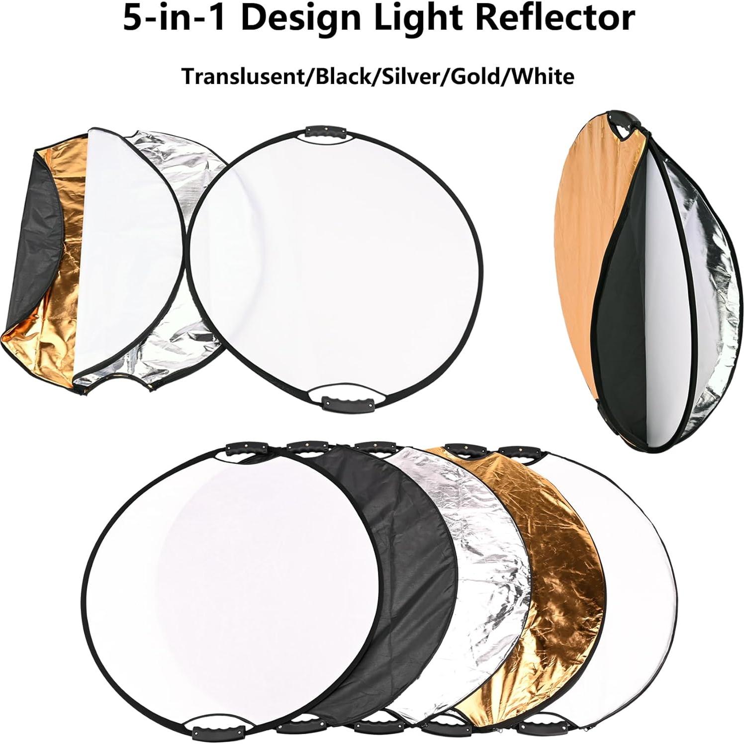 Kit de Reflector de Luz 5-en-1 TENBEST 80cm con Soporte Universal