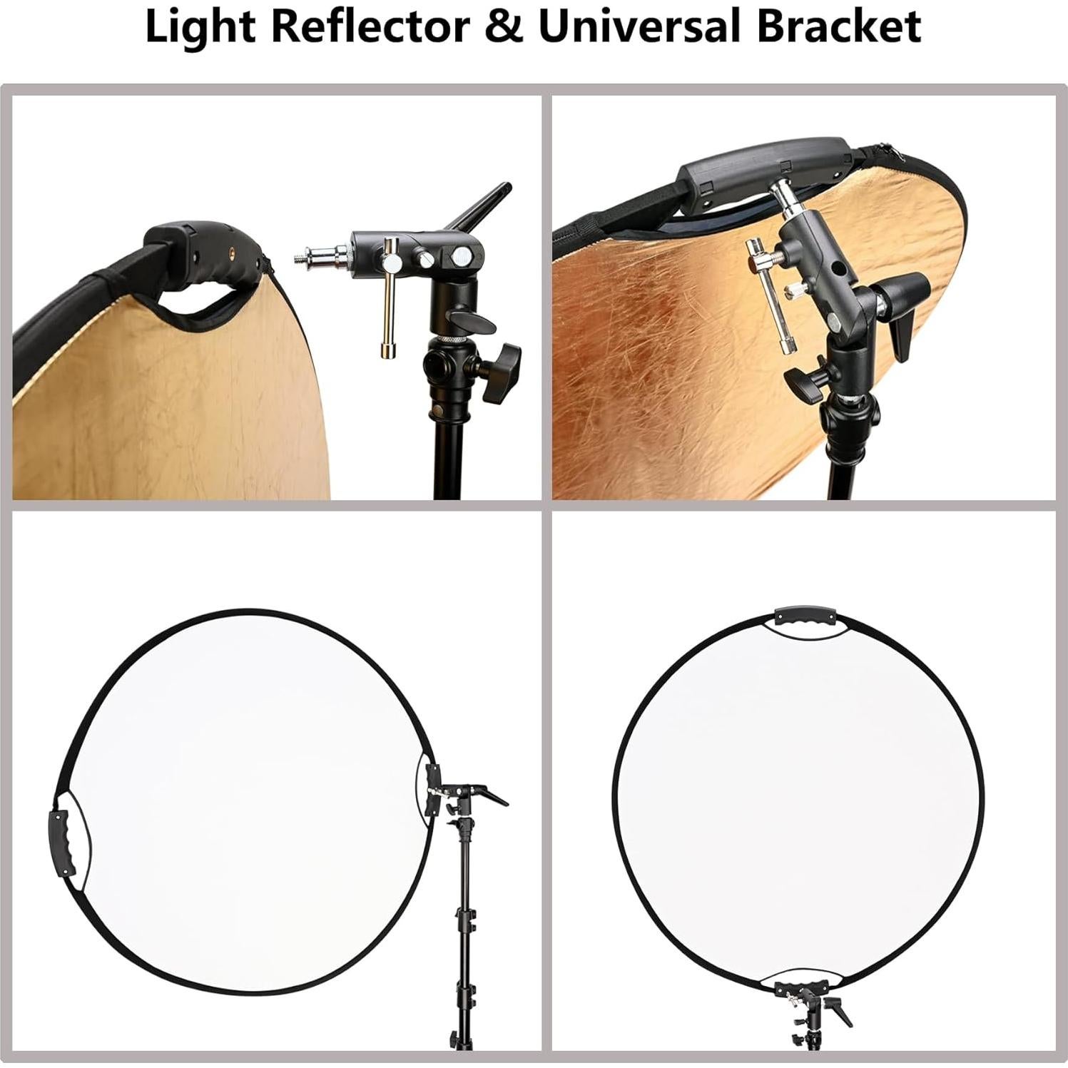 Kit de Reflector de Luz 5-en-1 TENBEST 80cm con Soporte Universal