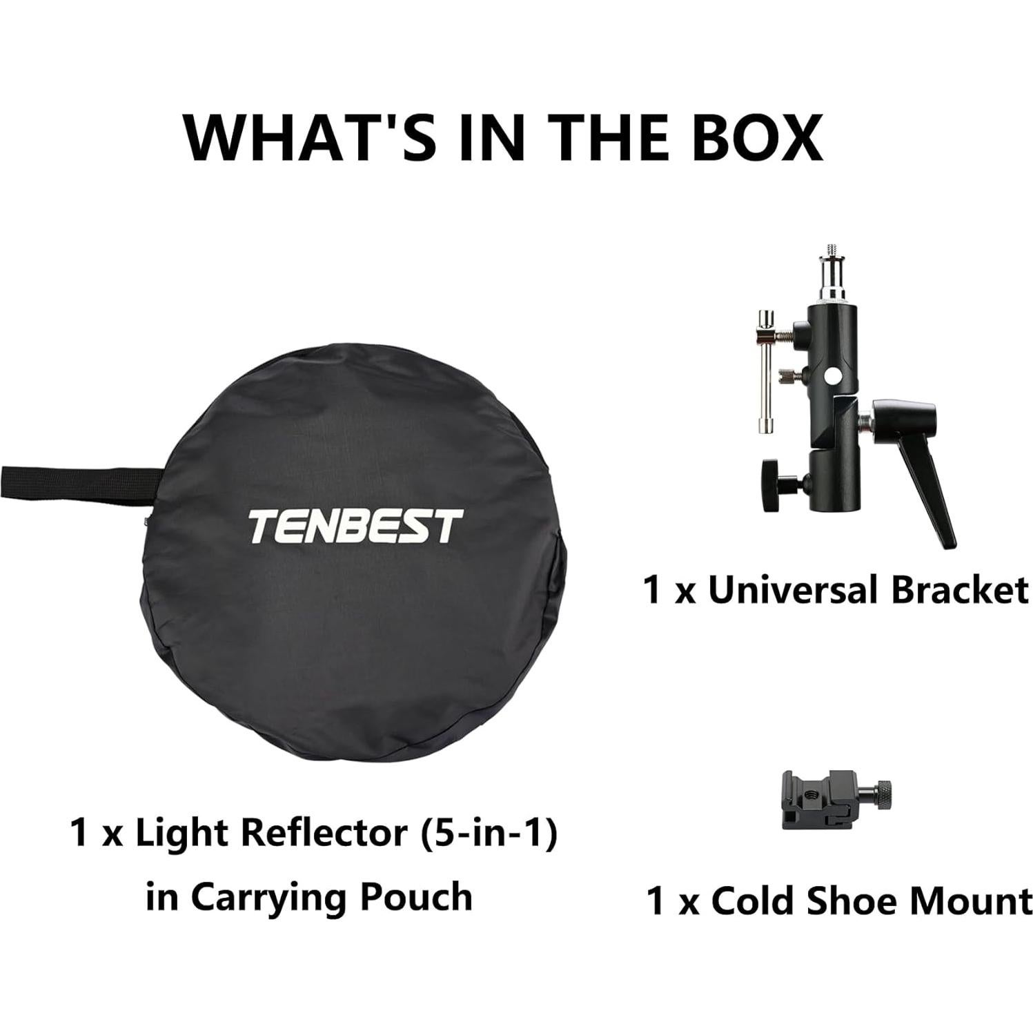 Kit de Reflector de Luz 5-en-1 TENBEST 80cm con Soporte Universal