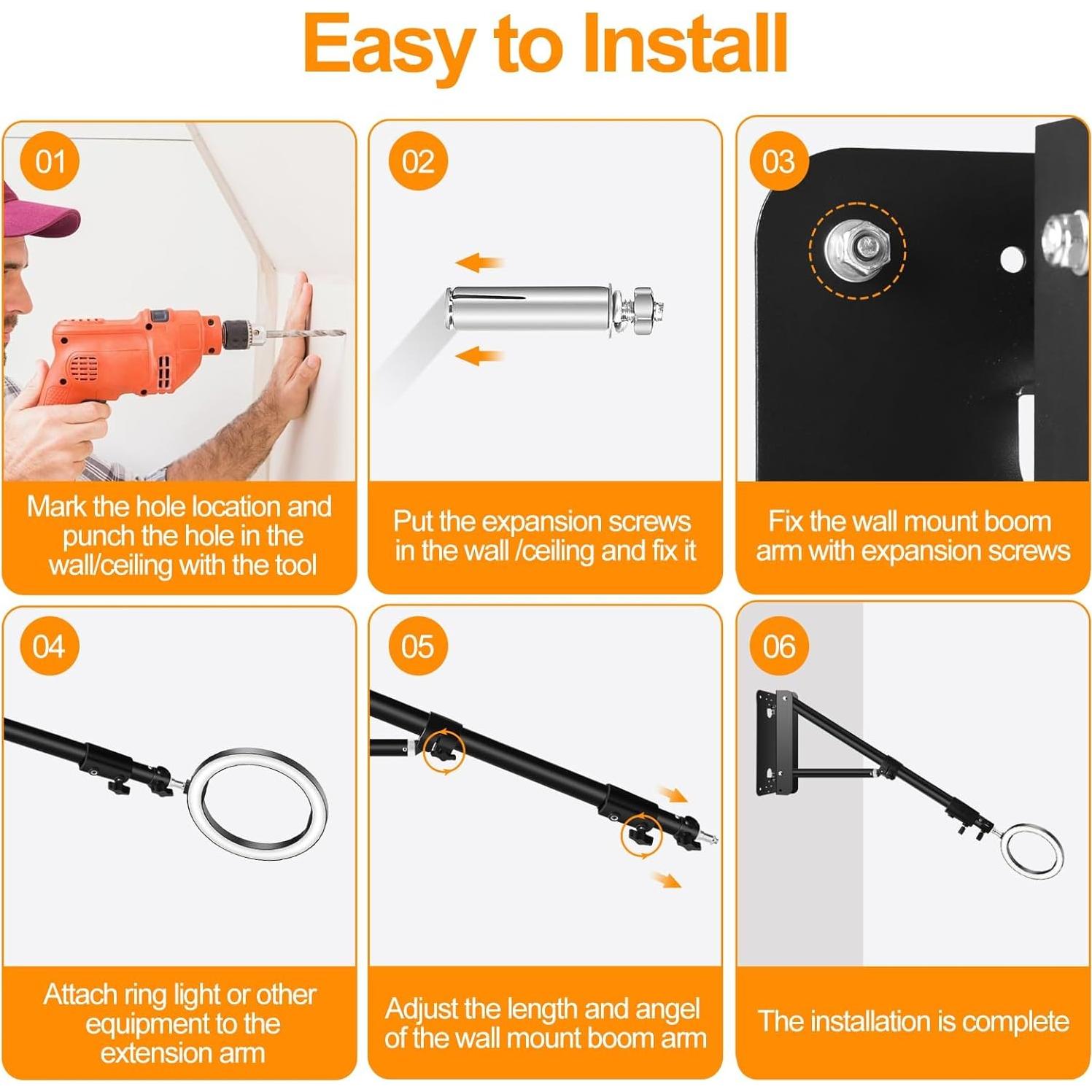 Brazo de Soporte de Pared YUOCU 180cm Ajustable para Luz