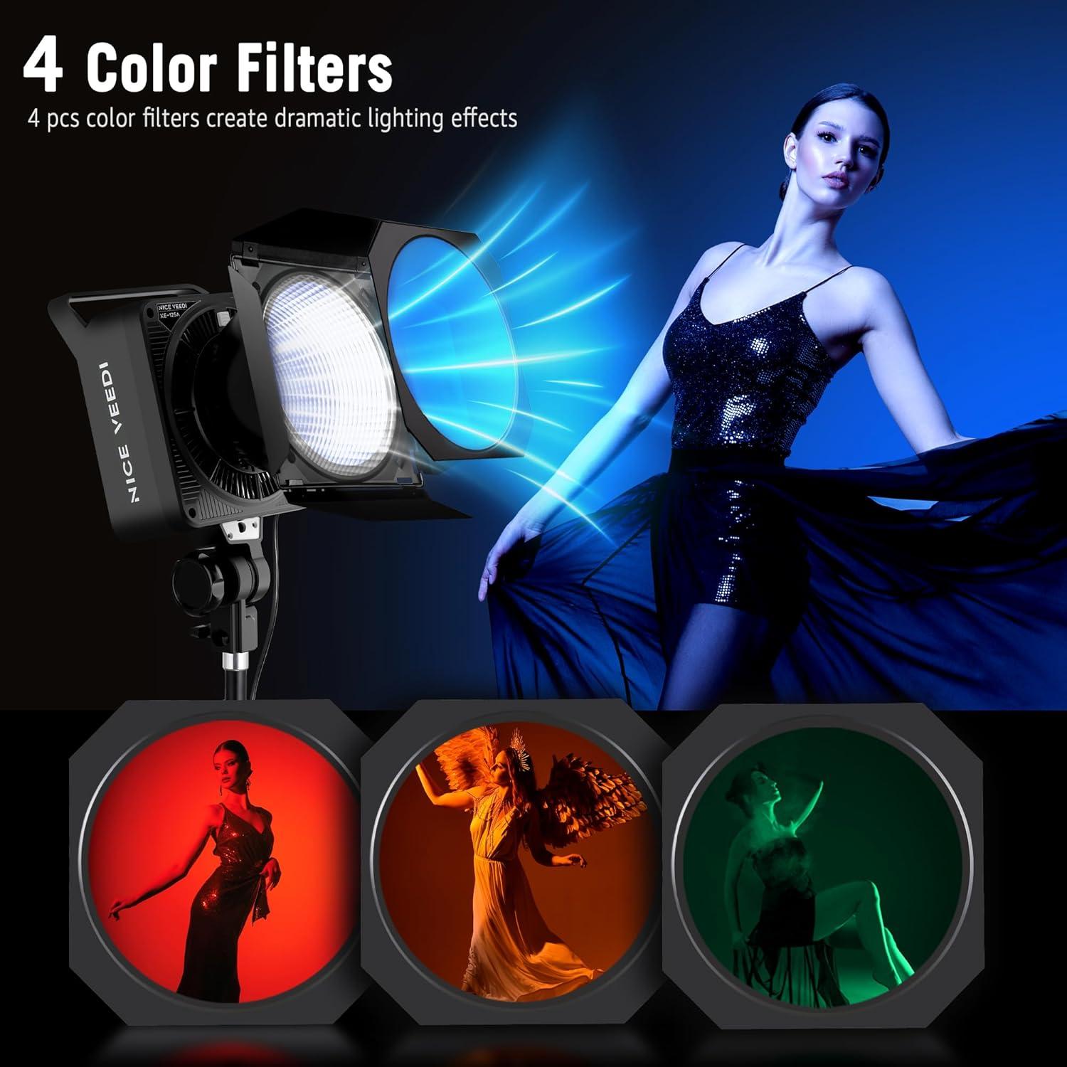 Luz de Video RGB NiceVeedi 125W con Montura Bowens 3000K-10000K