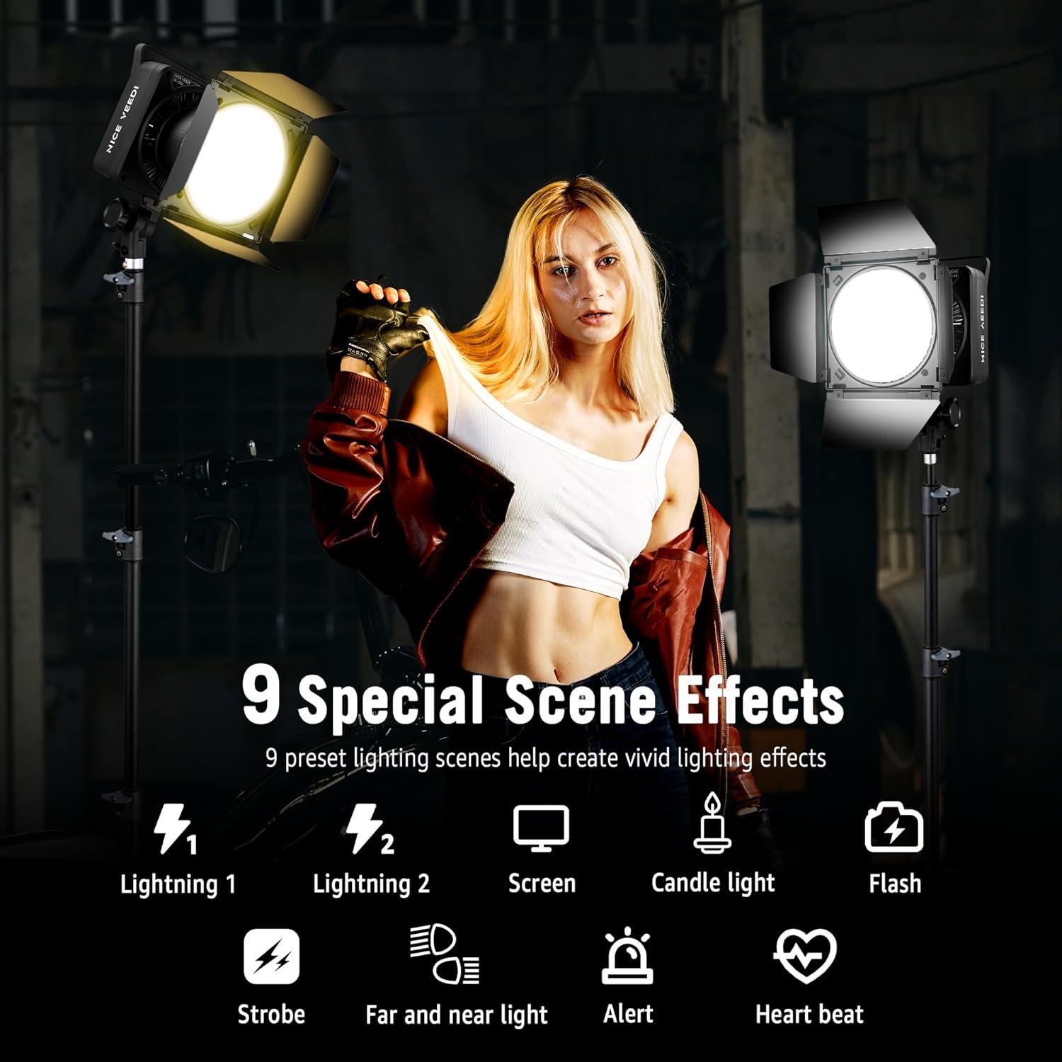 Luz de Video RGB NiceVeedi 125W con Montura Bowens 3000K-10000K