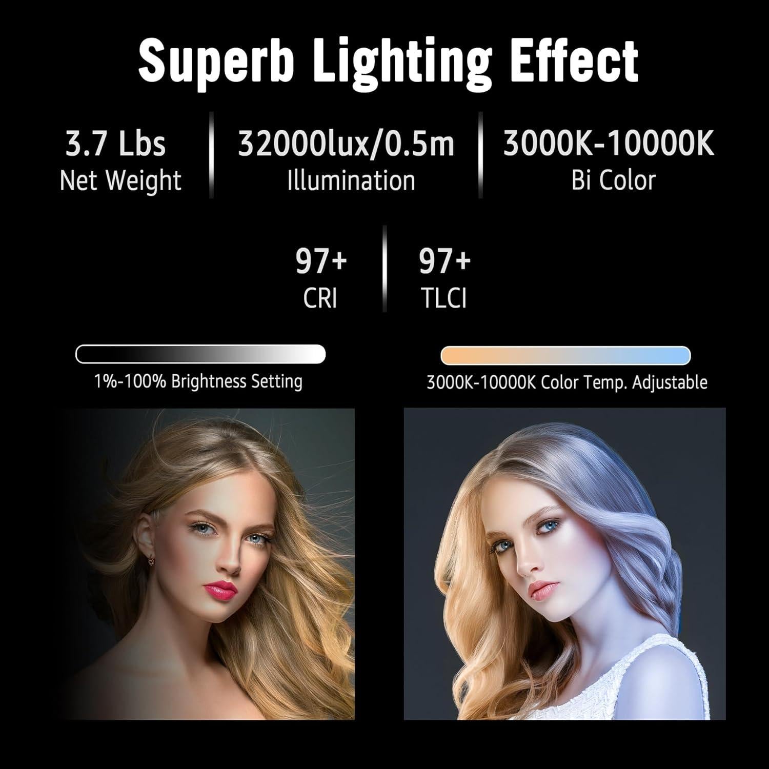 Luz de Video RGB NiceVeedi 125W con Montura Bowens 3000K-10000K