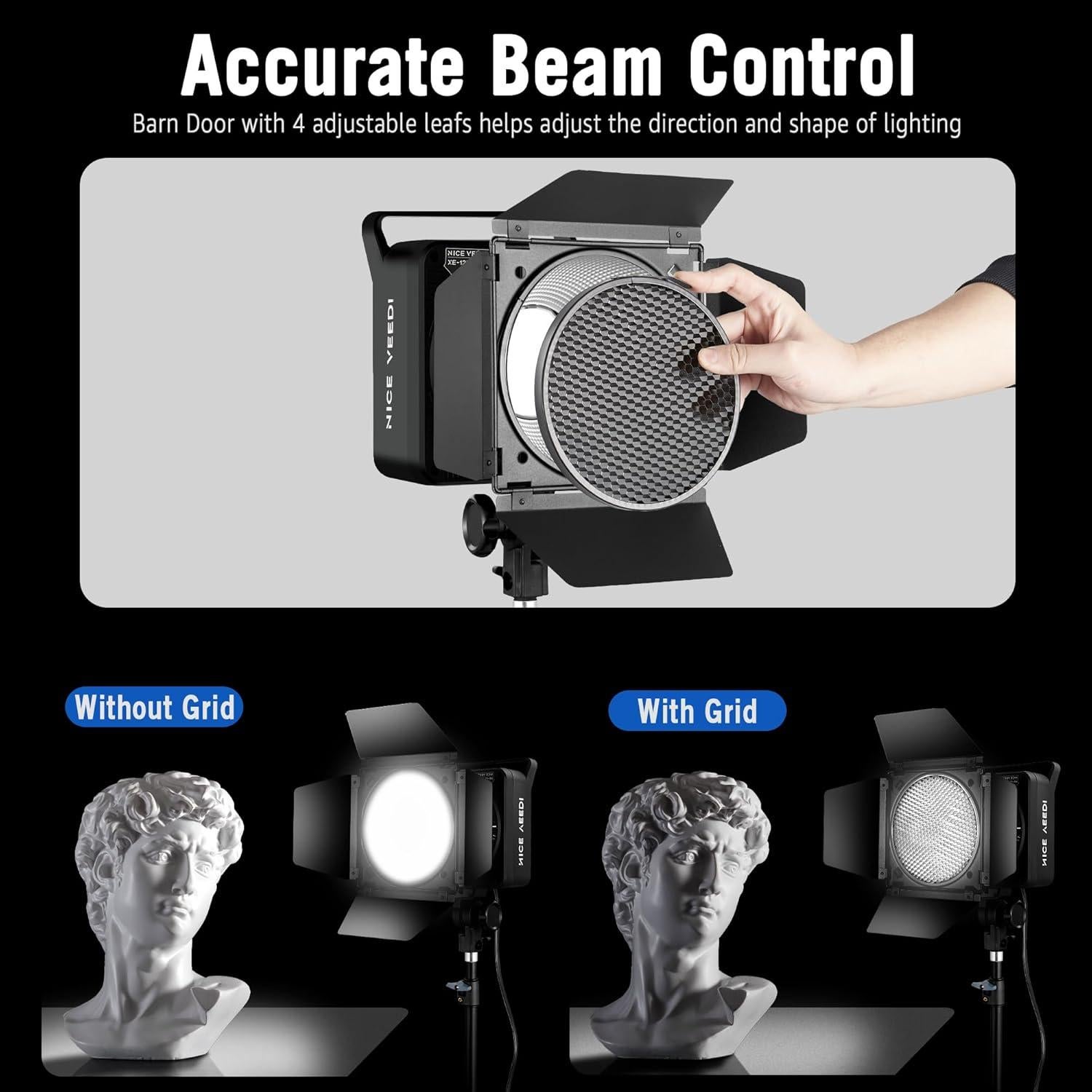 Luz de Video RGB NiceVeedi 125W con Montura Bowens 3000K-10000K