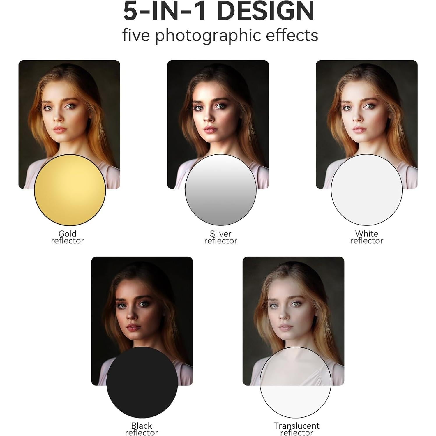 Kit Reflector de Luz 5 en 1 UTEBIT 110cm con Soporte y Bolsa