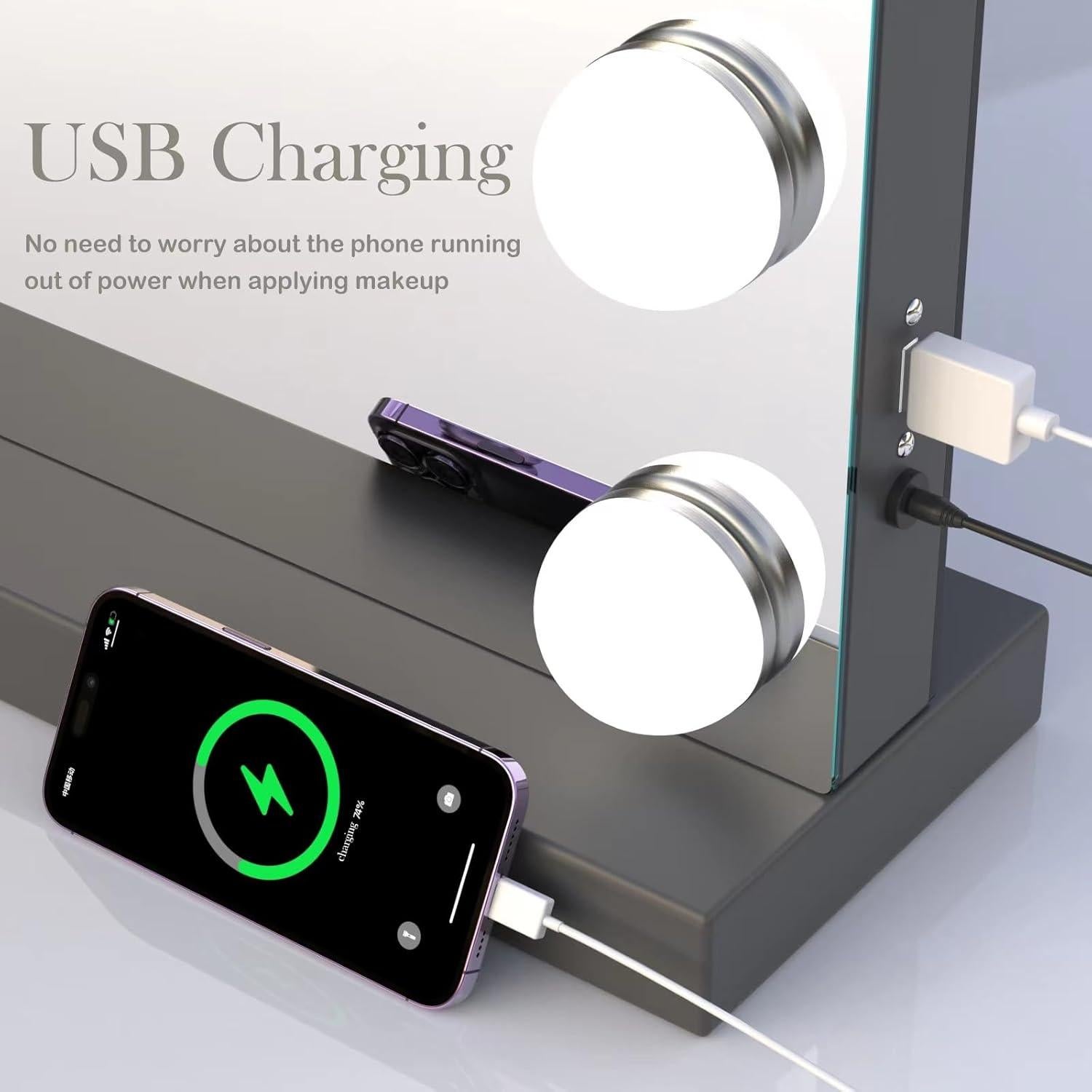 Espejo de Tocador Iluminado Gvnkvn 46x58cm 15 Bombillas LED