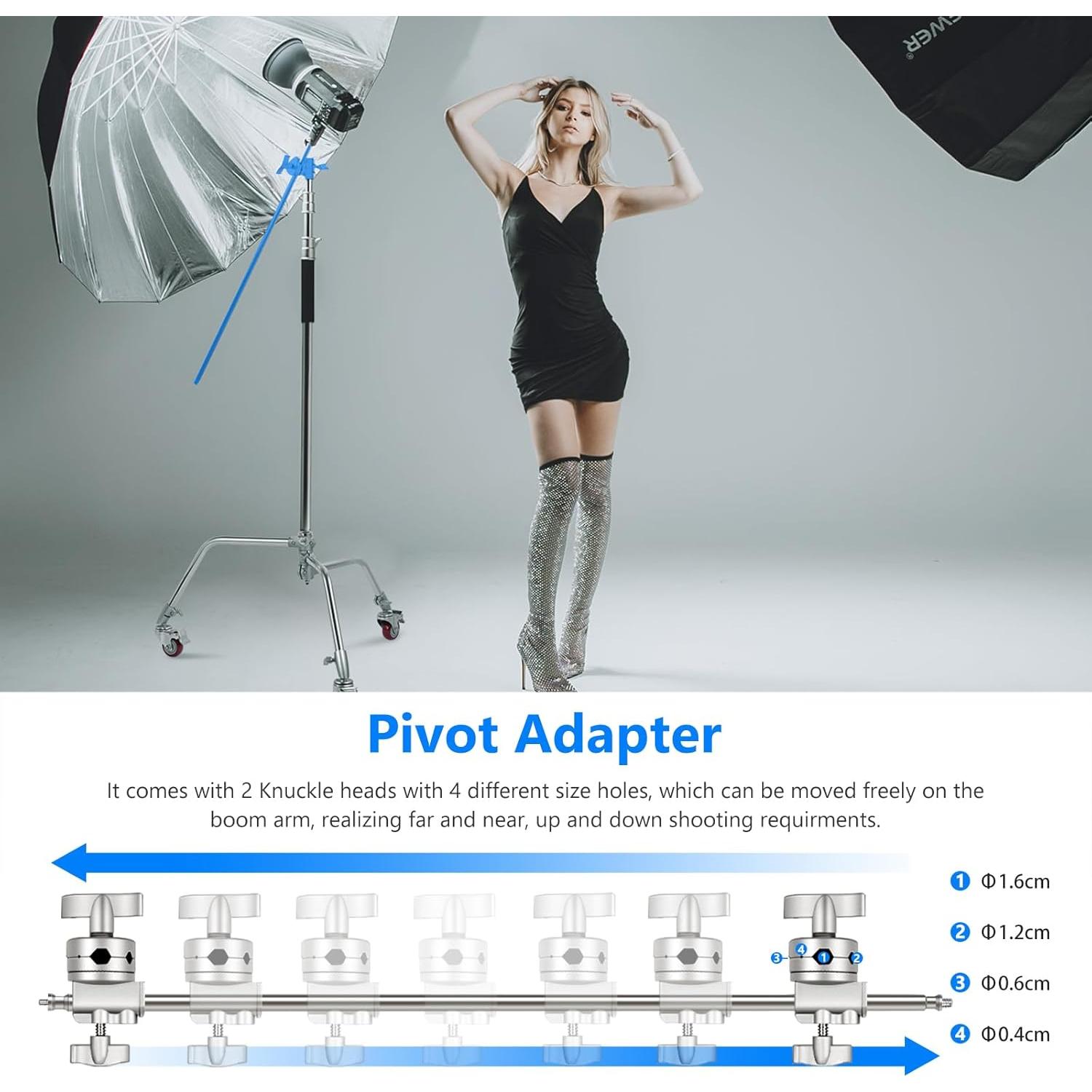 Soporte de Luz C Stand NEEWER 330cm con Ruedas y Brazo 120cm