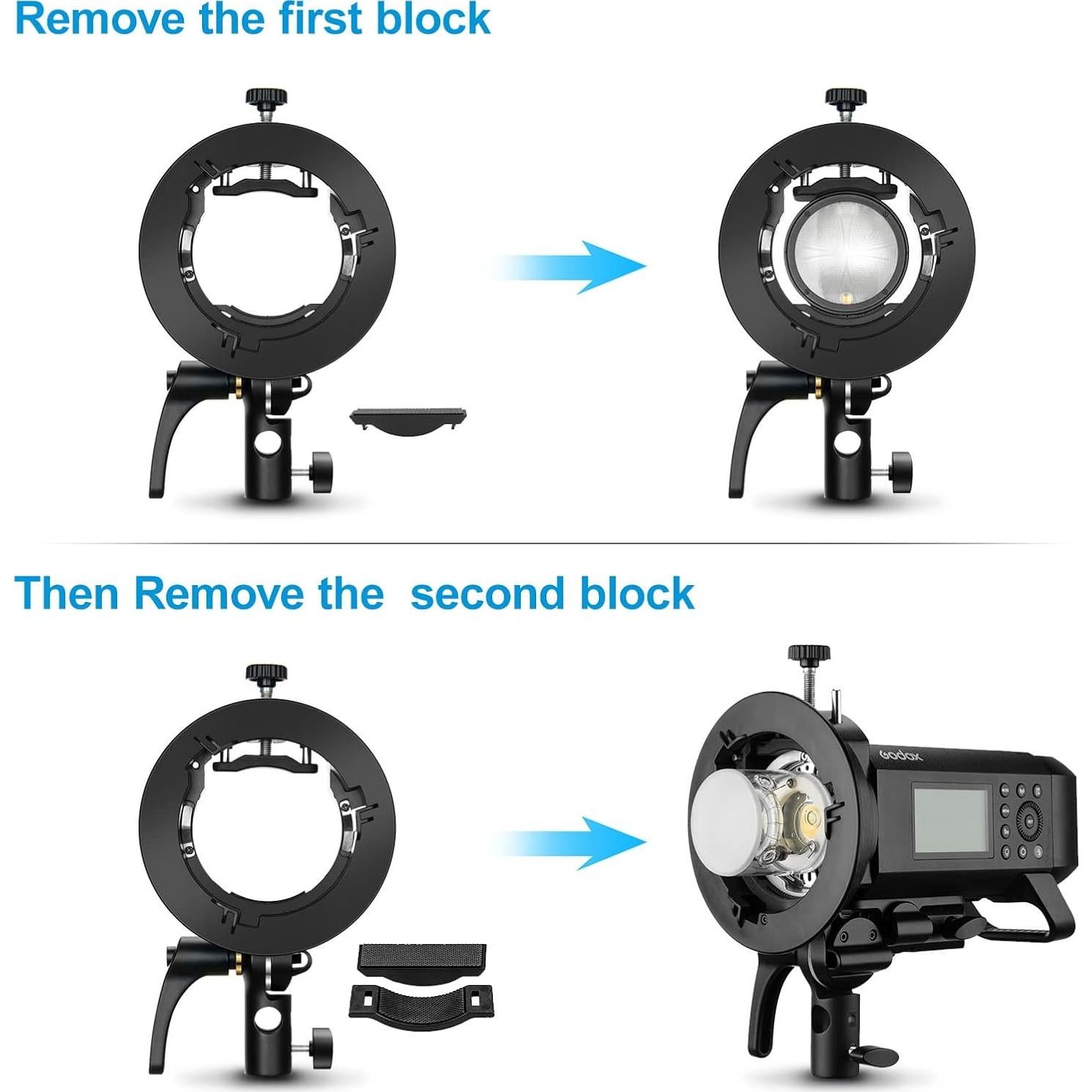Soporte Godox S2 para Speedlite con Montura Bowens Ajustable