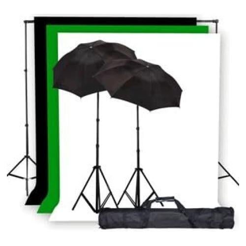 Kit de iluminación de estudio fotográfico StudioFX K03 con 3 fondos