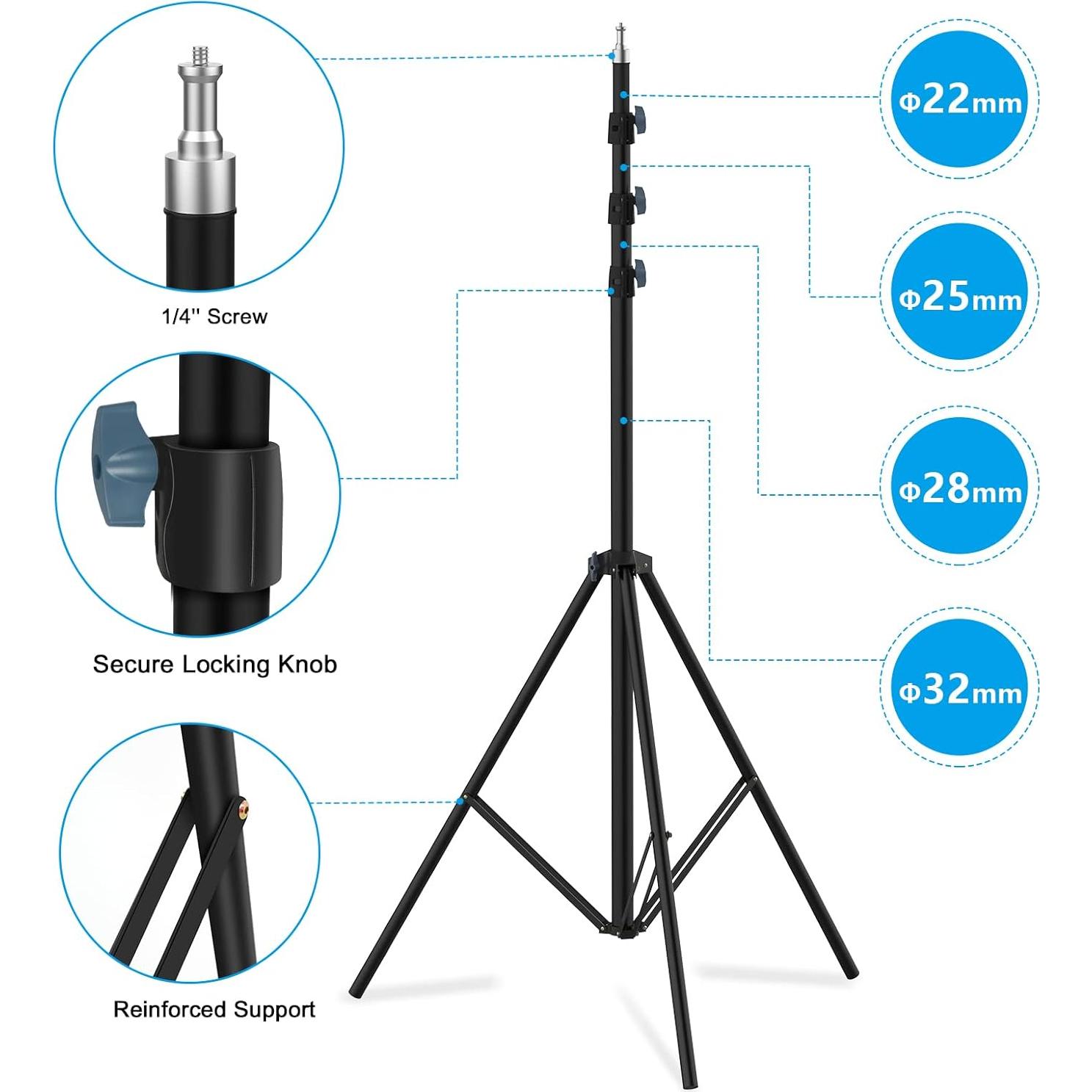 Soporte de Luz Gltire 20 pies Ajustable con Amortiguación de Aire
