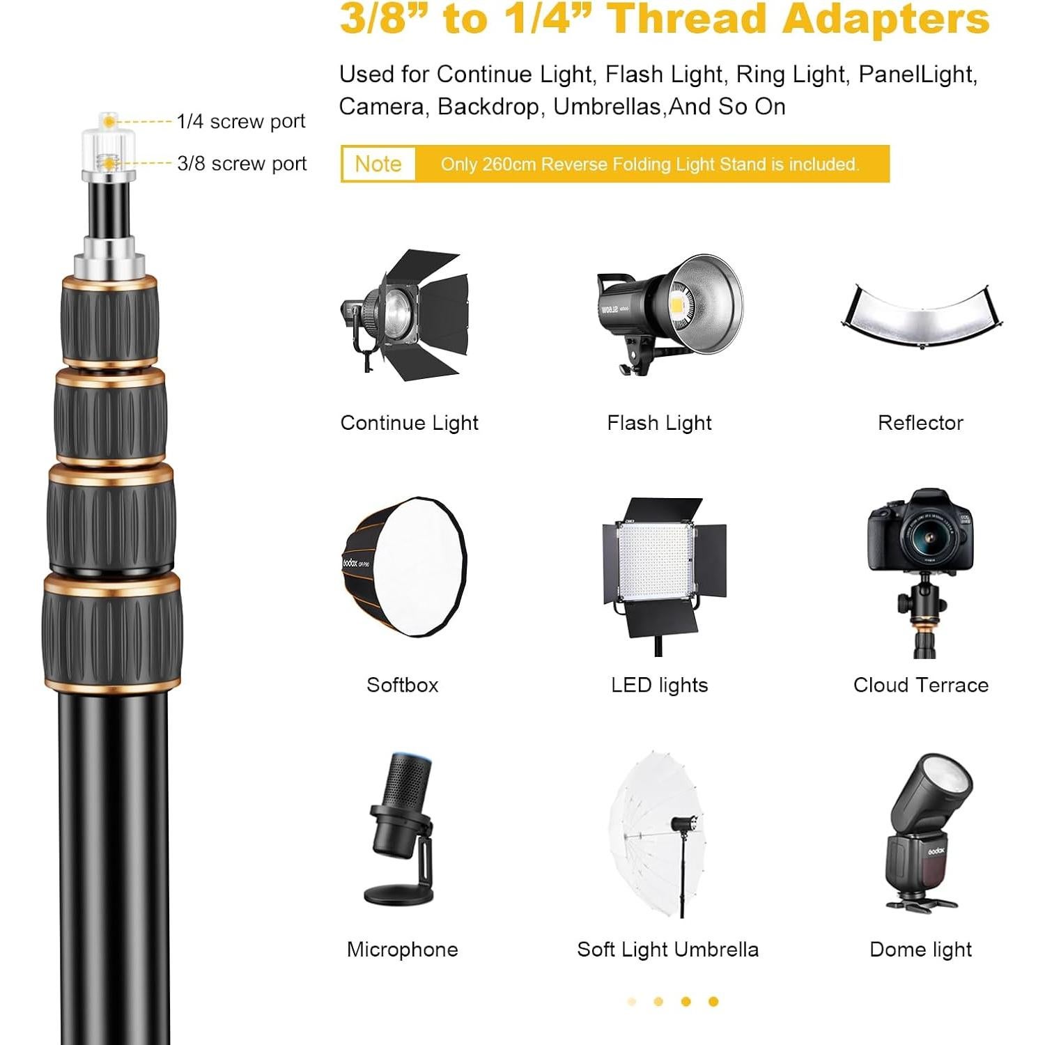 Soporte de trípode de aluminio Soonpho SL-285 ajustable 2.7m