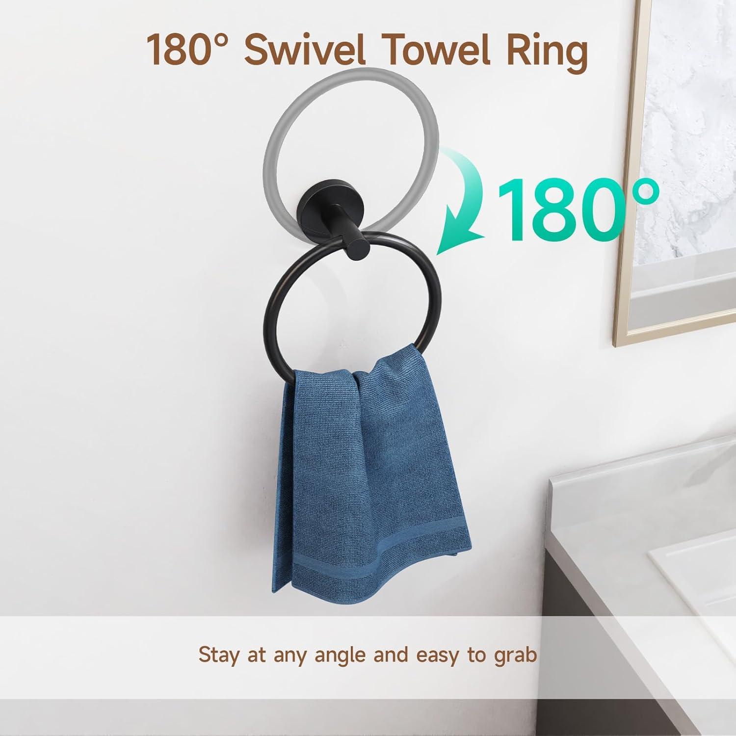 Juego de Accesorios de Baño USHOWER Negro Mate 4 Piezas