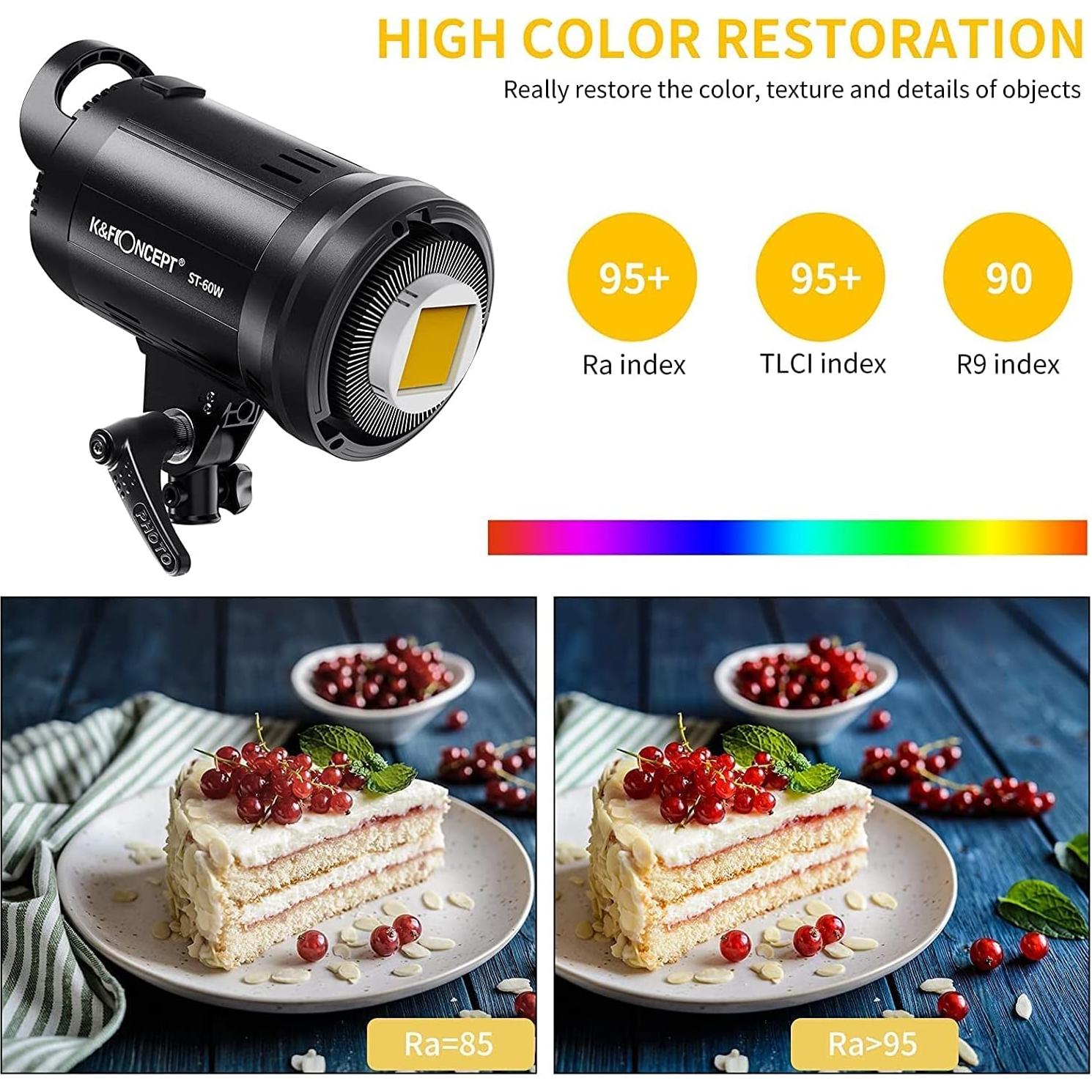 Luz de Video LED K&F Concept 60W Bowens 5600K CRI95+