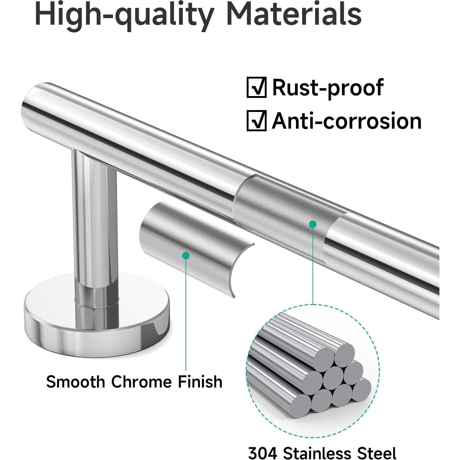Barra de Toalla USHOWER 66 cm Acero Inoxidable Cromo Pulido
