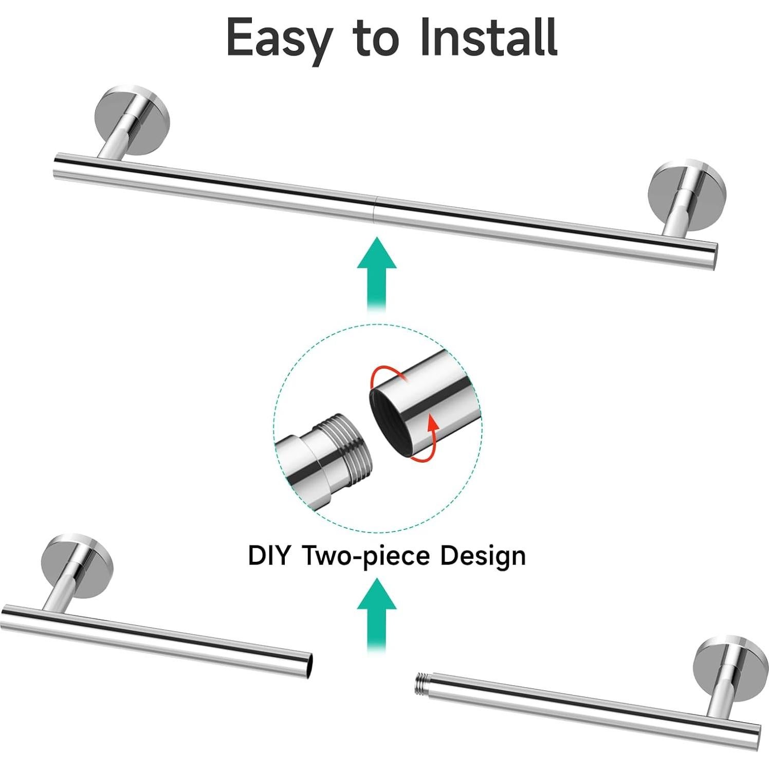 Barra de Toalla USHOWER 66 cm Acero Inoxidable Cromo Pulido