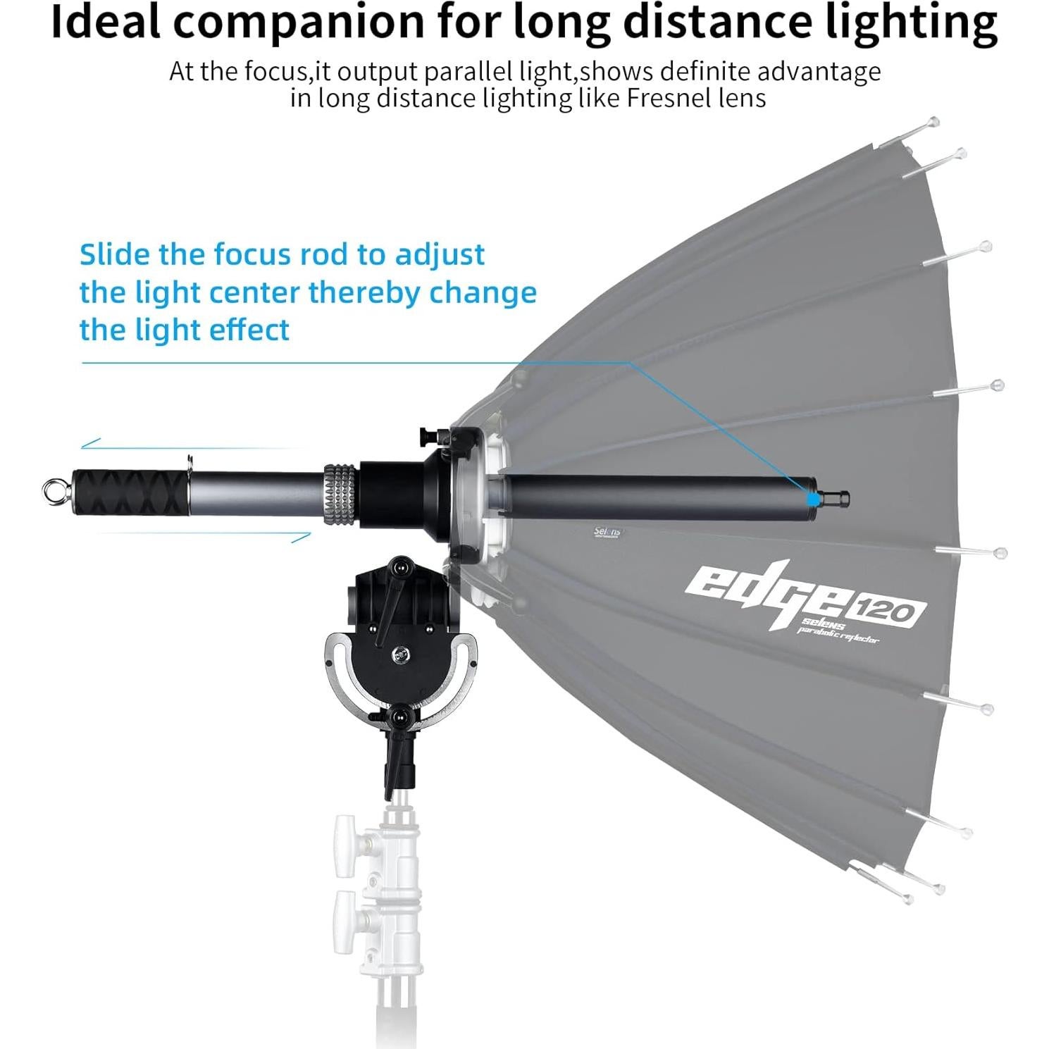 Reflector Parabólico Selens SER120 120cm con Varilla de Enfoque
