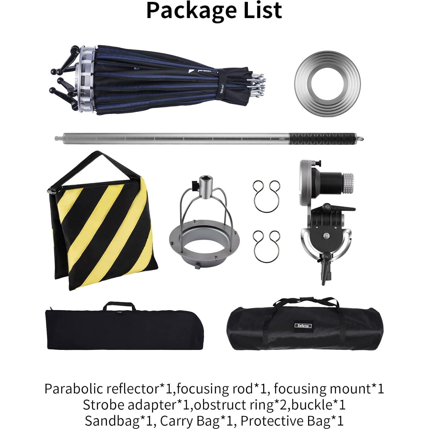 Reflector Parabólico Selens SER120 120cm con Varilla de Enfoque