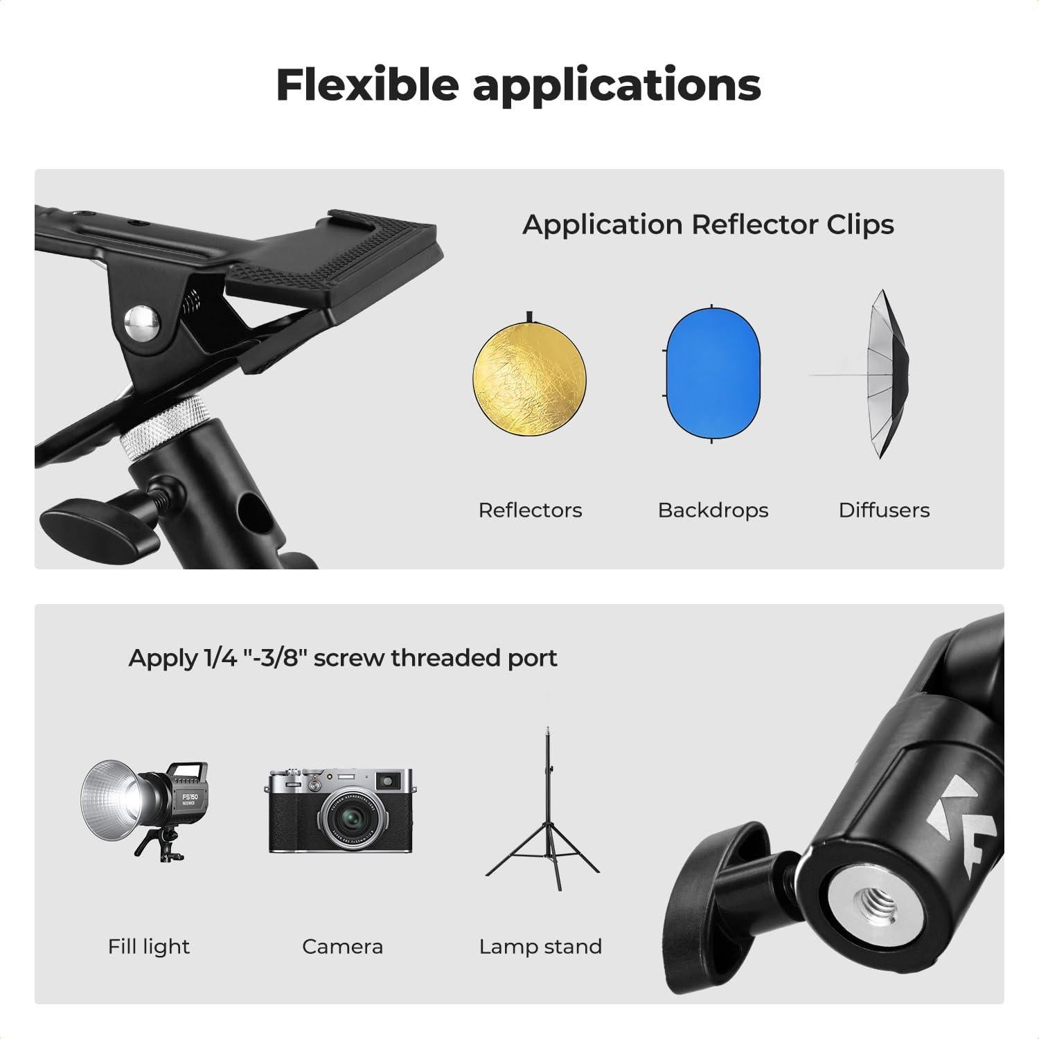 Soporte de Reflector K&F Concept Metal 5/8" Ajustable para Estudio