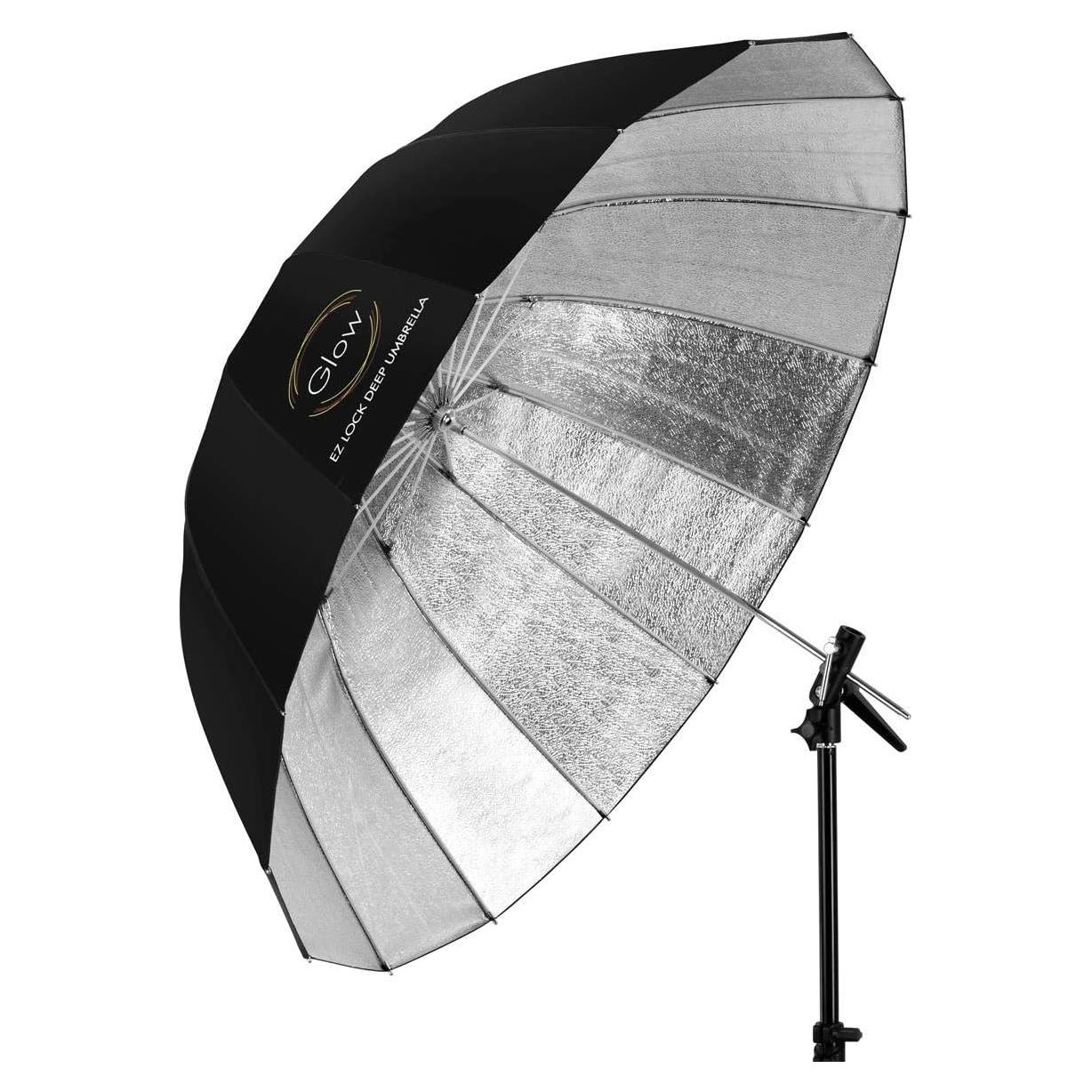 Paraguas Profundo Glow Easy Lock 129.54 cm Beadado Plateado