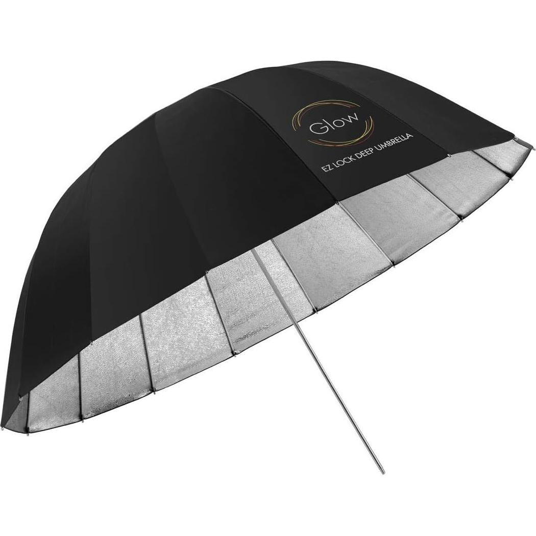 Paraguas Profundo Glow Easy Lock 129.54 cm Beadado Plateado