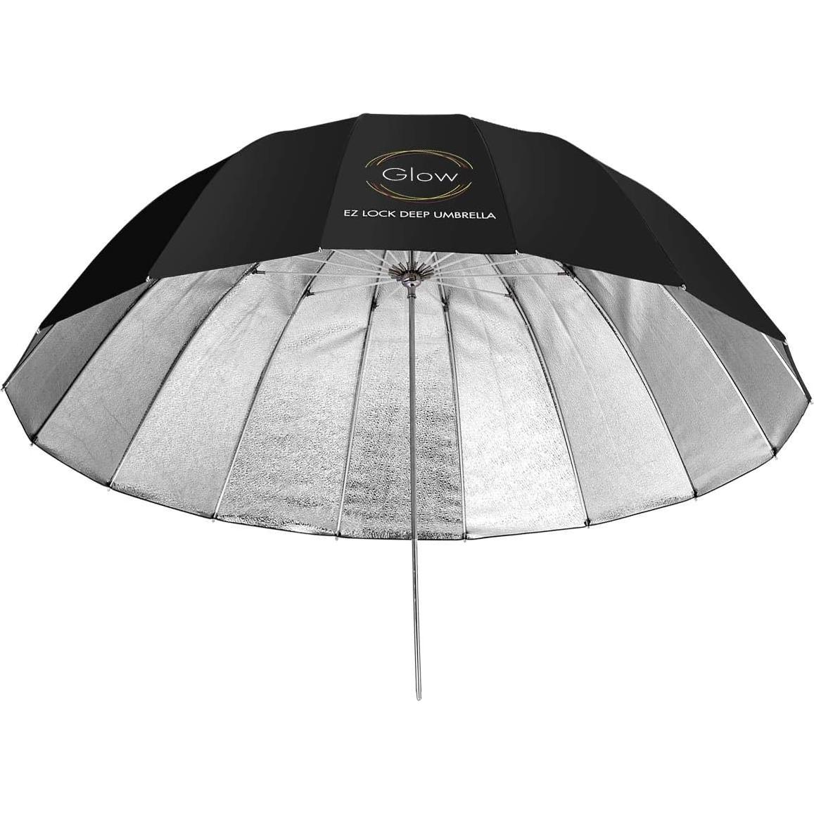 Paraguas Profundo Glow Easy Lock 129.54 cm Beadado Plateado