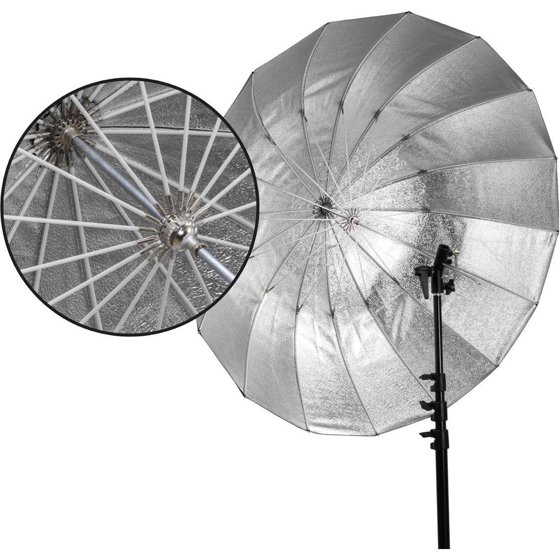 Paraguas Profundo Glow Easy Lock 129.54 cm Beadado Plateado