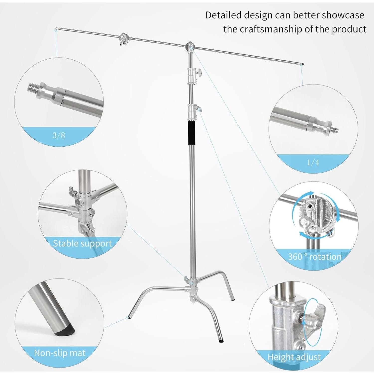 Soporte C de Alta Resistencia Konseen - Paquete de 2 con Ruedas