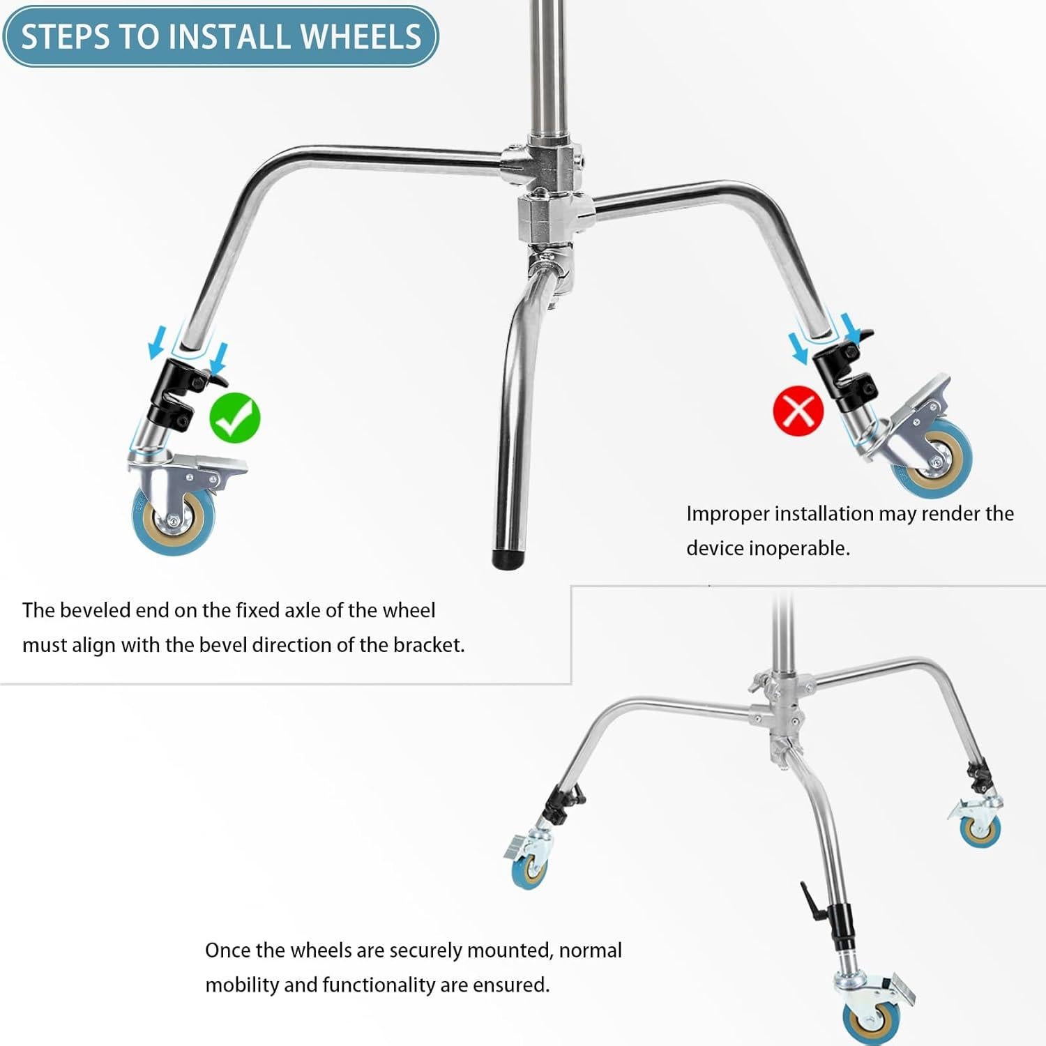 Soporte C de Alta Resistencia Konseen - Paquete de 2 con Ruedas