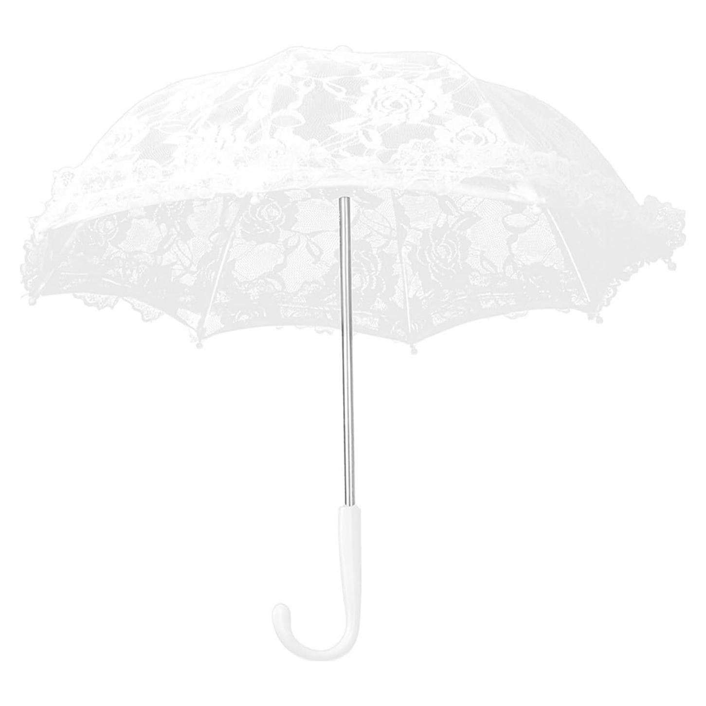 Mini Paraguas Decorativo de Encaje Blanco BOUUNCIY 42x46cm