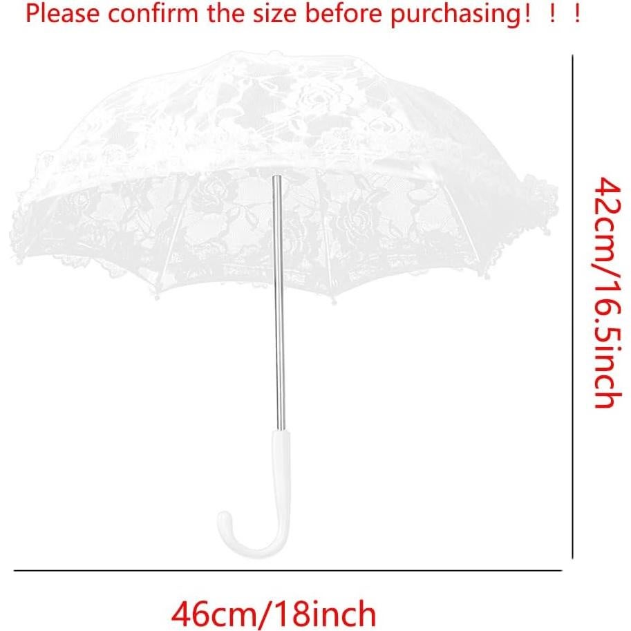 Mini Paraguas Decorativo de Encaje Blanco BOUUNCIY 42x46cm
