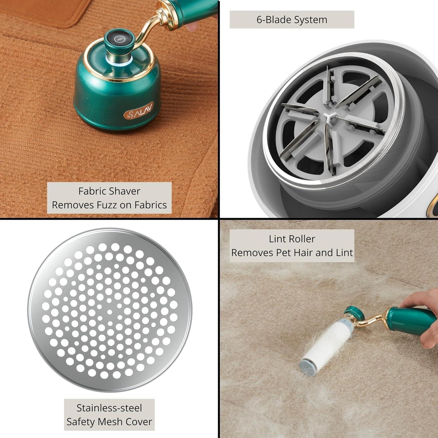 Quitapelusas y Rodillo para Pelusa SALAV Retro 2-en-1 Esmeralda