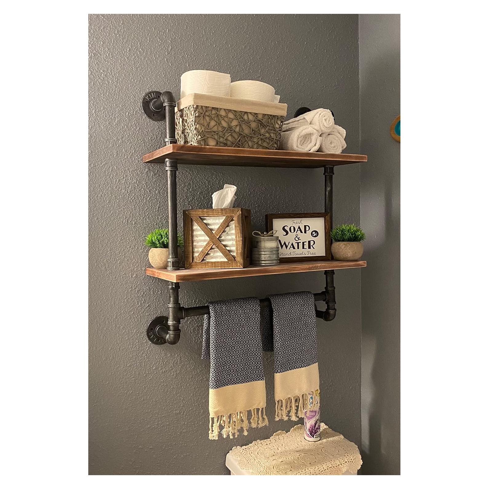 Estante de tubería SSS Furniture 60 cm rústico para baño