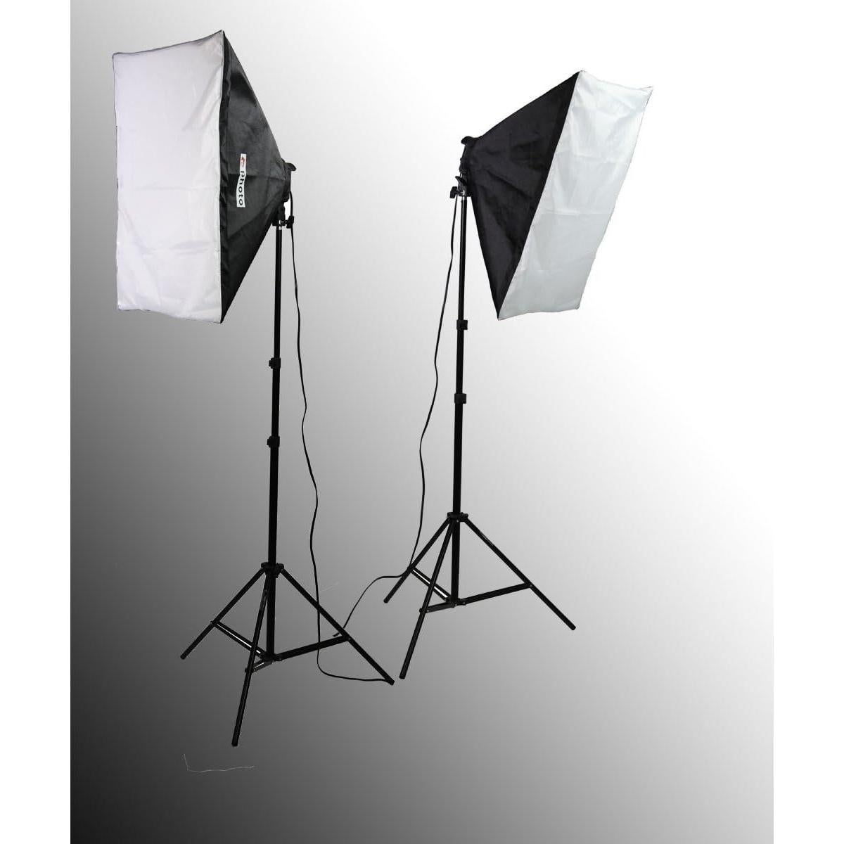 Kit de Iluminación de Estudio ePhoto H9004SB-69BWG con Fondos