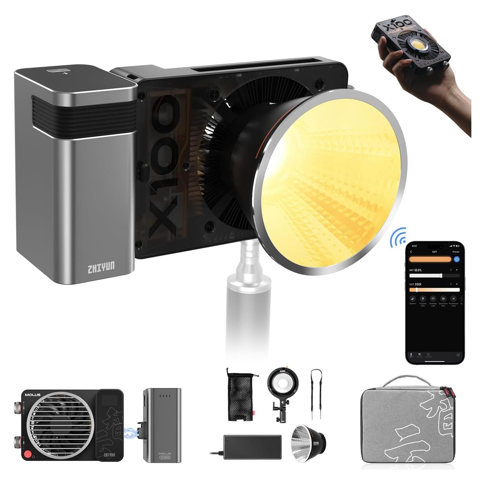 Luz de Video Bi-Color ZHIYUN MOLUS X100 100W Compacta