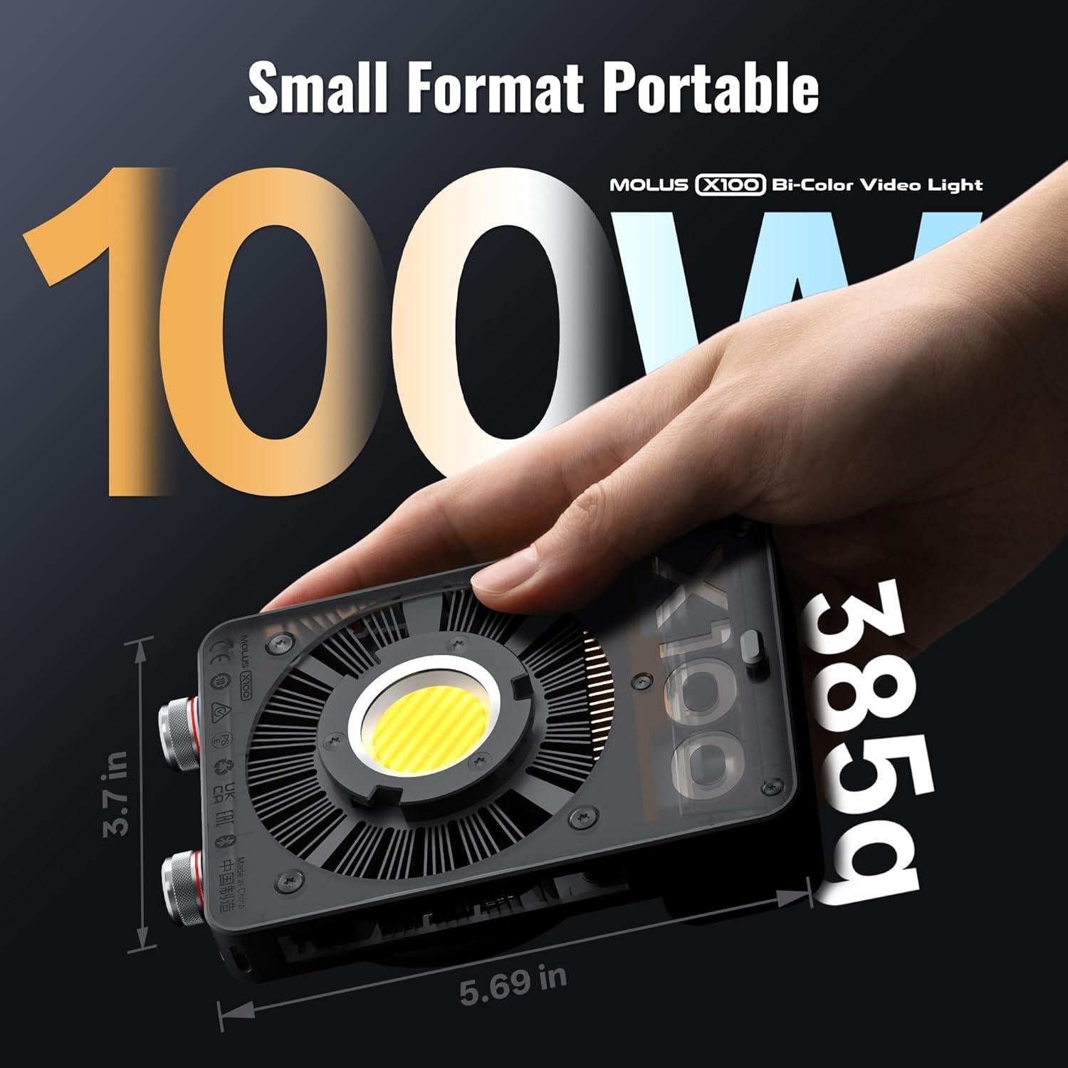 Luz de Video Bi-Color ZHIYUN MOLUS X100 100W Compacta