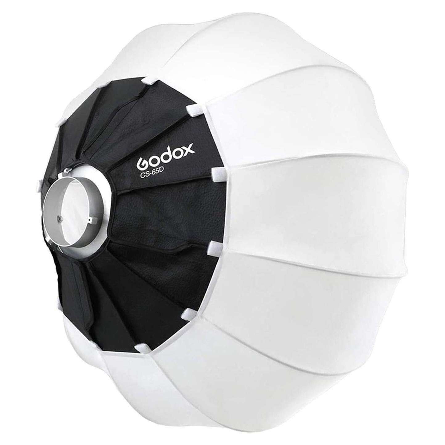 Godox CS-65D Lantern Softbox,Bowens Mount,Quick-Install 65cm Collapsible Globe Softbox for Photo Portrait Studio Video Continuous Lighting Photography