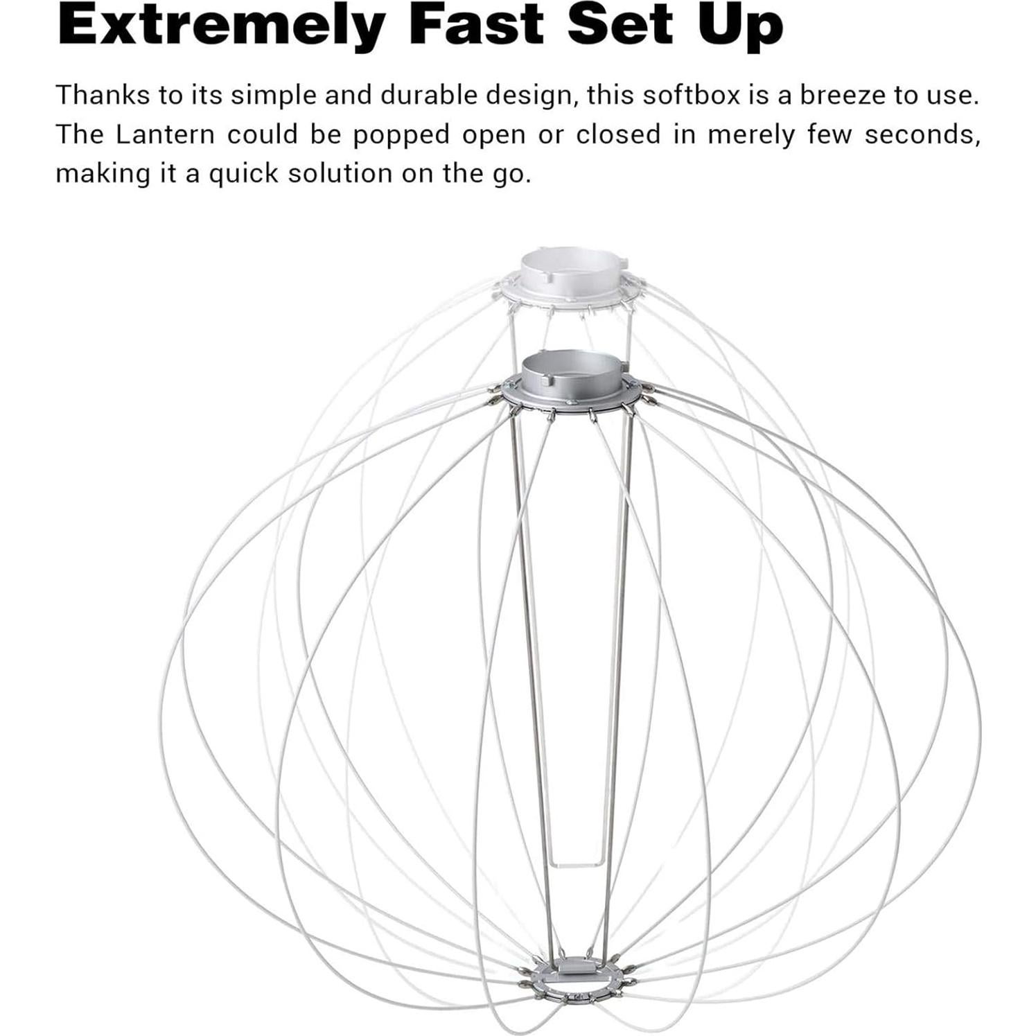 Godox CS-65D Lantern Softbox,Bowens Mount,Quick-Install 65cm Collapsible Globe Softbox for Photo Portrait Studio Video Continuous Lighting Photography