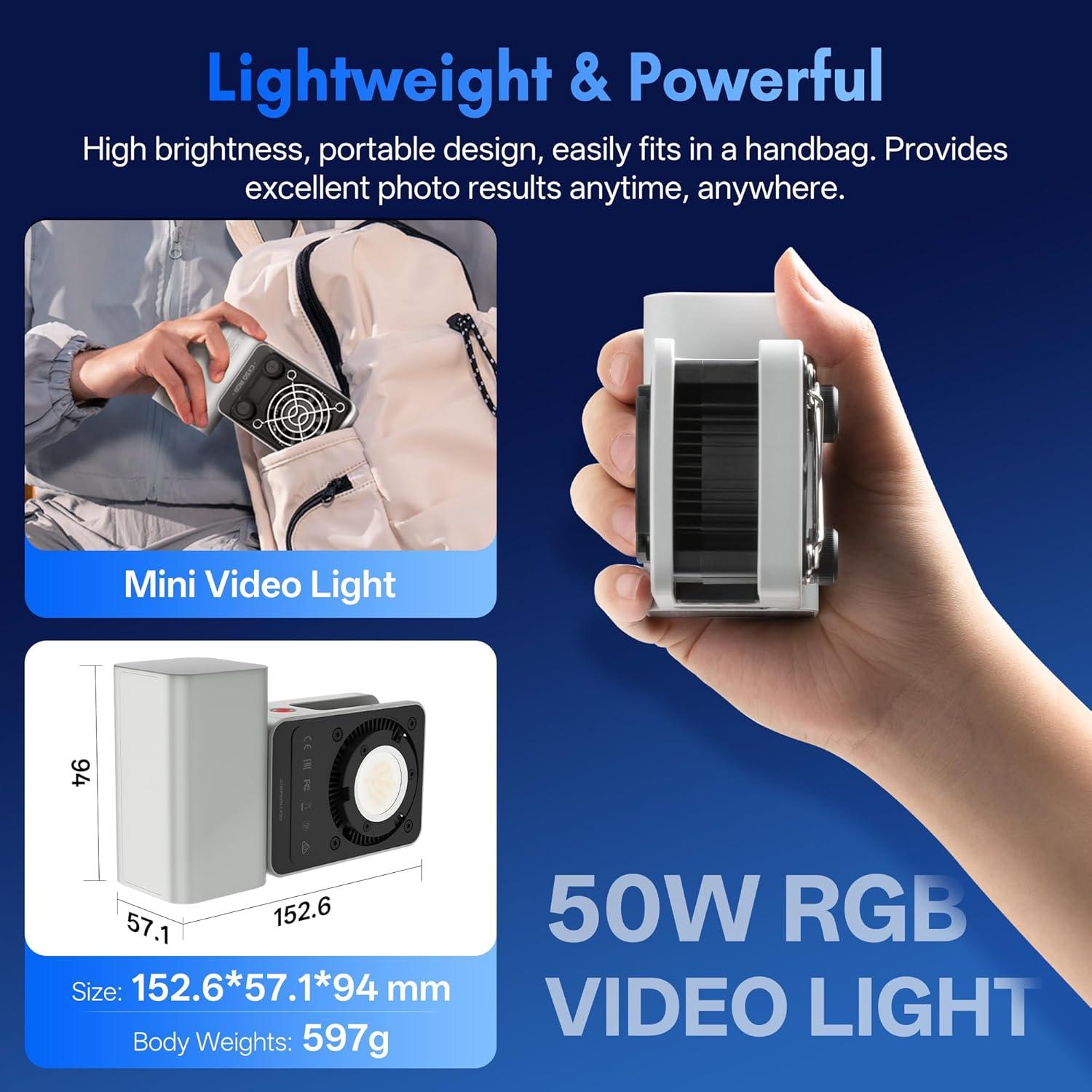 ZHIYUN CINEPEER CX50 RGB Luz de Video Bi-Color 2700K-6500K