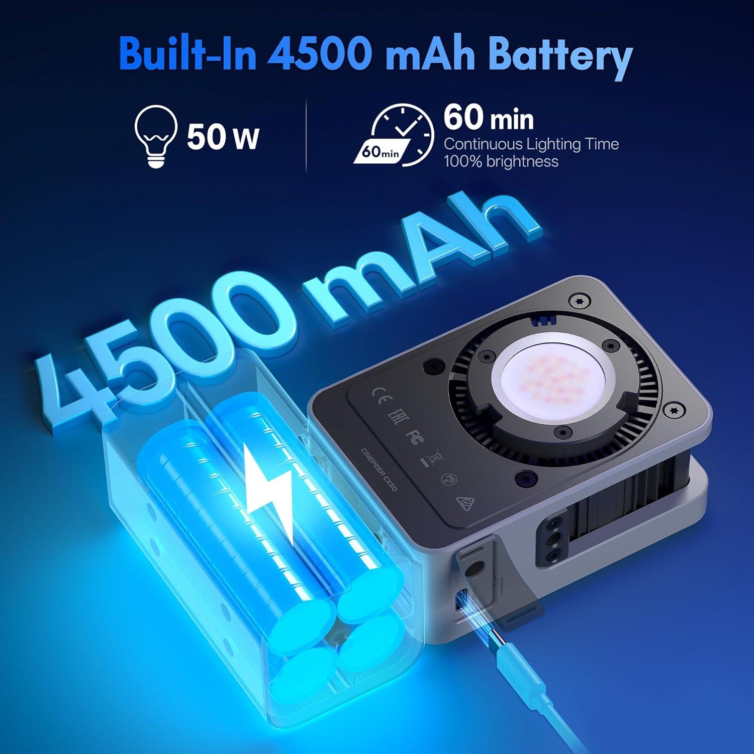 ZHIYUN CINEPEER CX50 RGB Luz de Video Bi-Color 2700K-6500K