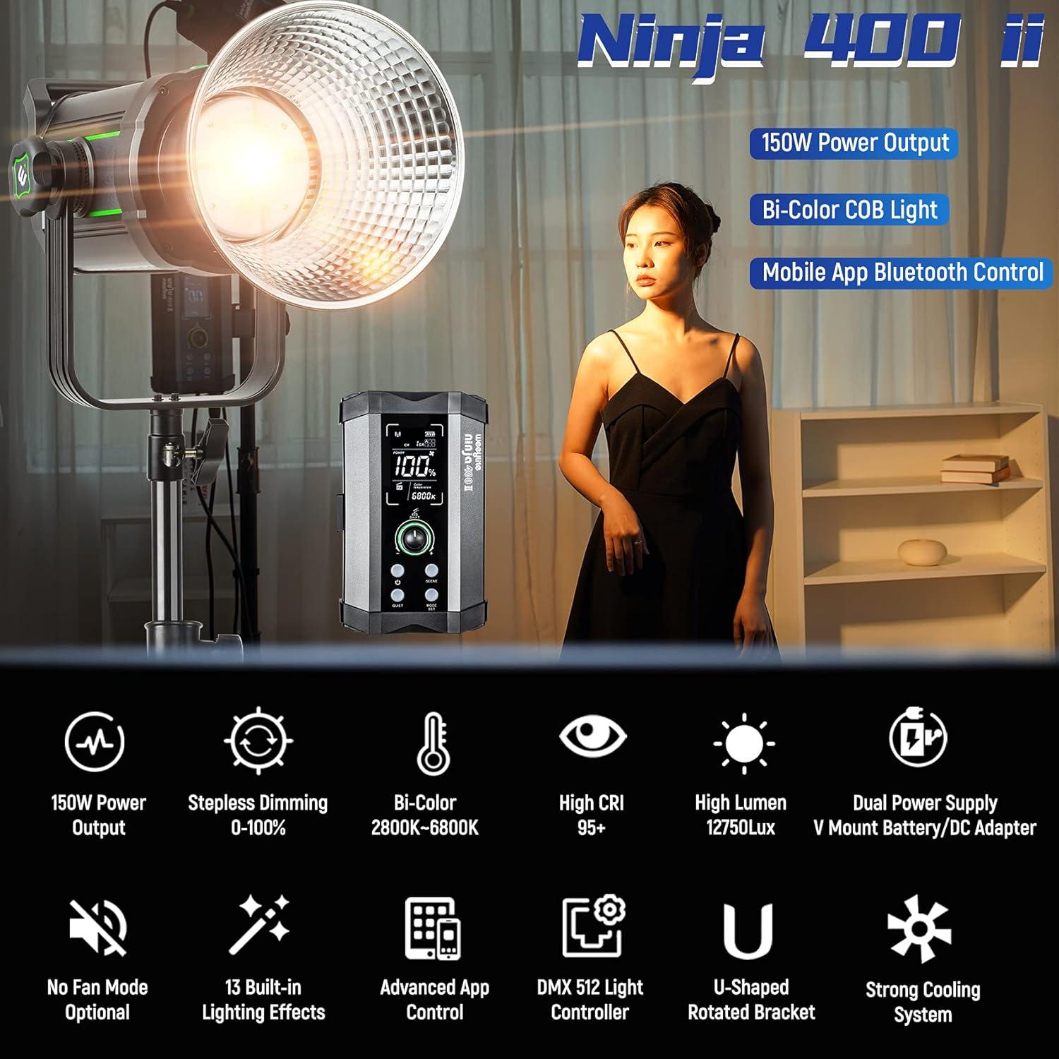 Weeylite Ninja 400 Luz de Video LED 150W Bi-Color 2800-6800K