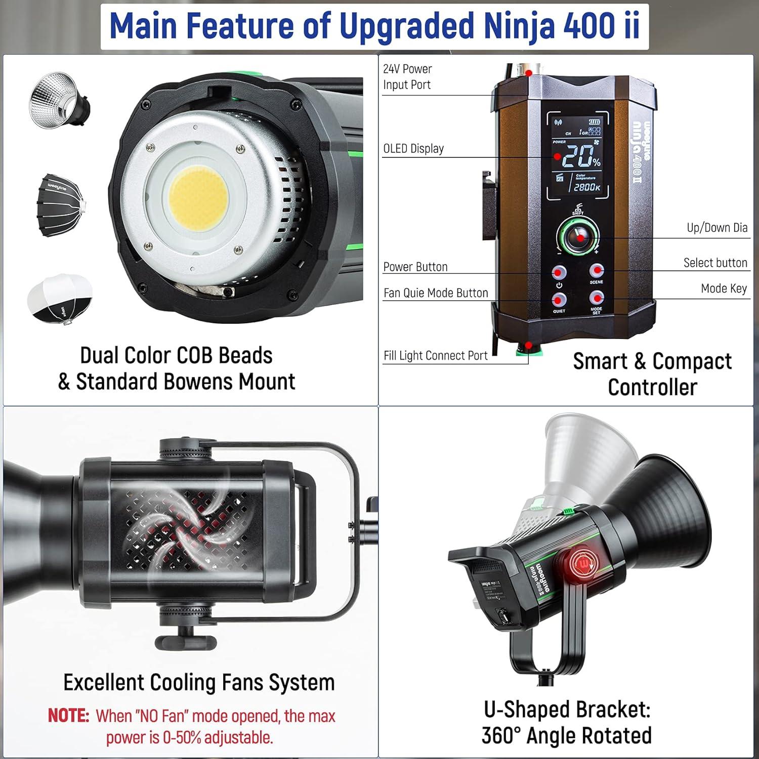 Weeylite Ninja 400 Luz de Video LED 150W Bi-Color 2800-6800K