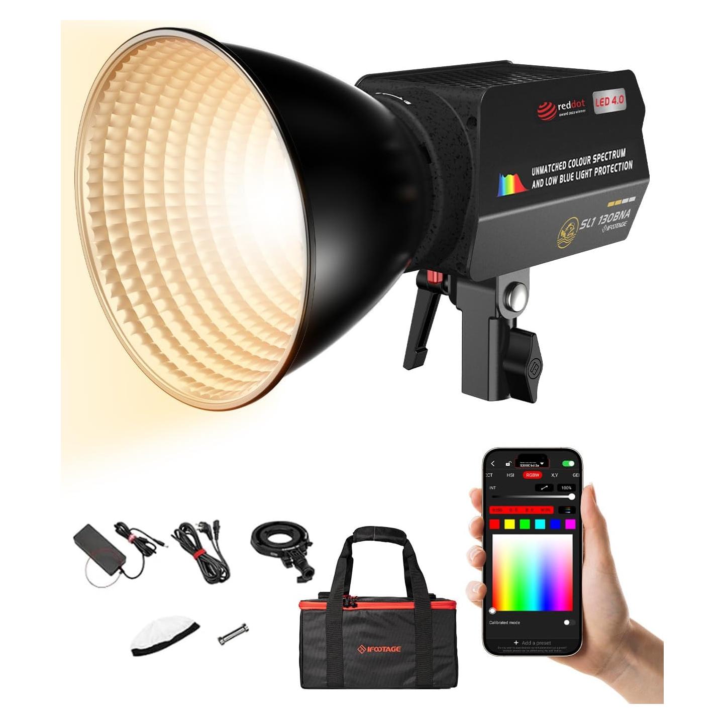 IFOOTAGE LED Video Light 130W Bi-Color 2700-5600K Portátil