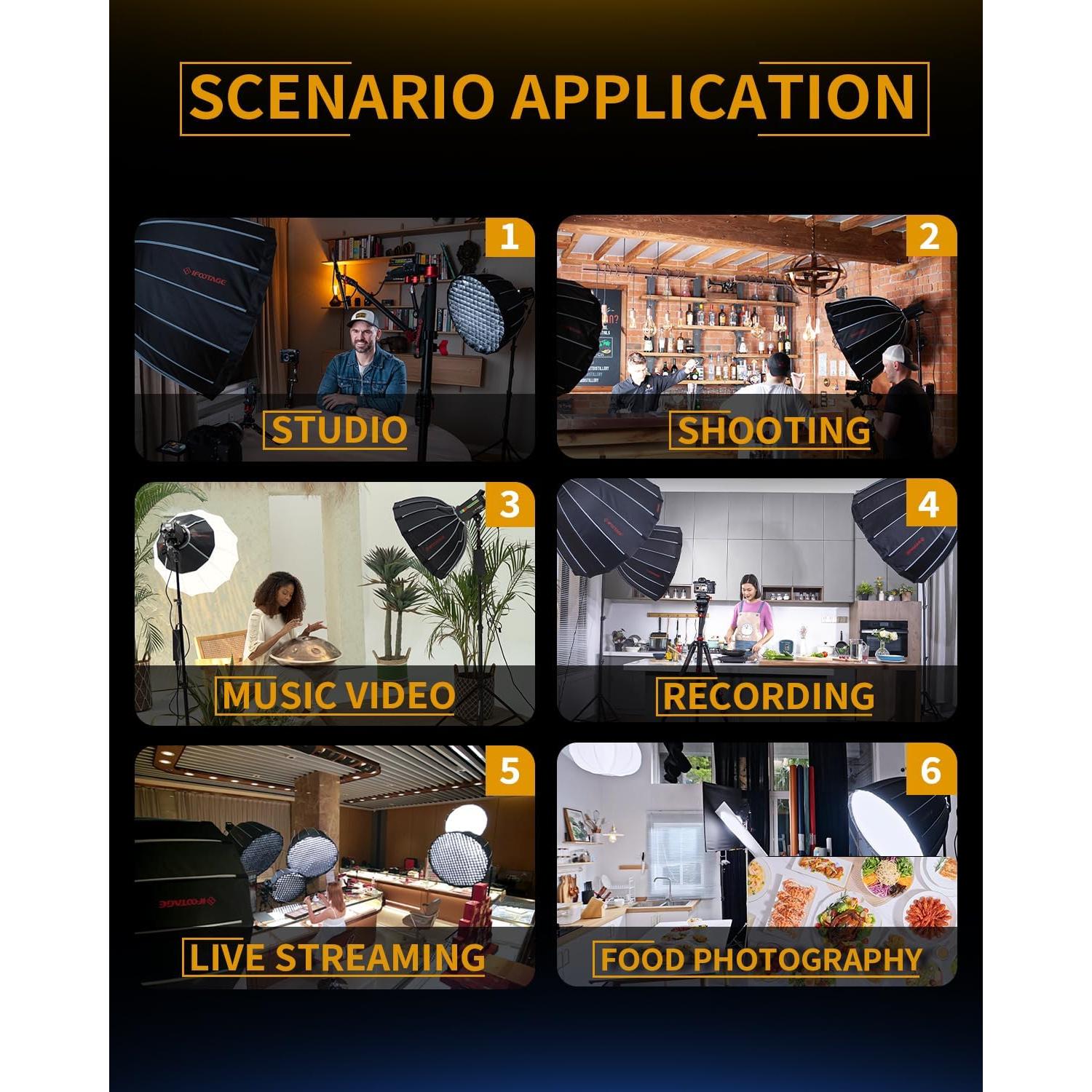 IFOOTAGE LED Video Light 130W Bi-Color 2700-5600K Portátil