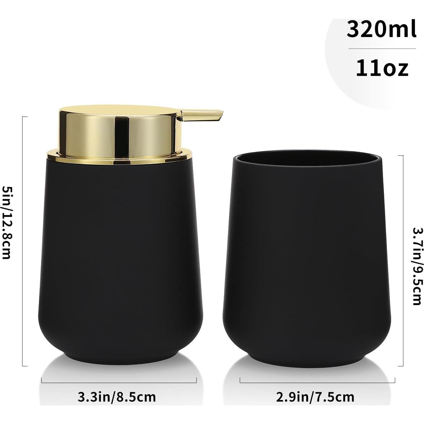 Juego de Accesorios de Baño YAUKPH Negro y Dorado 2 Piezas